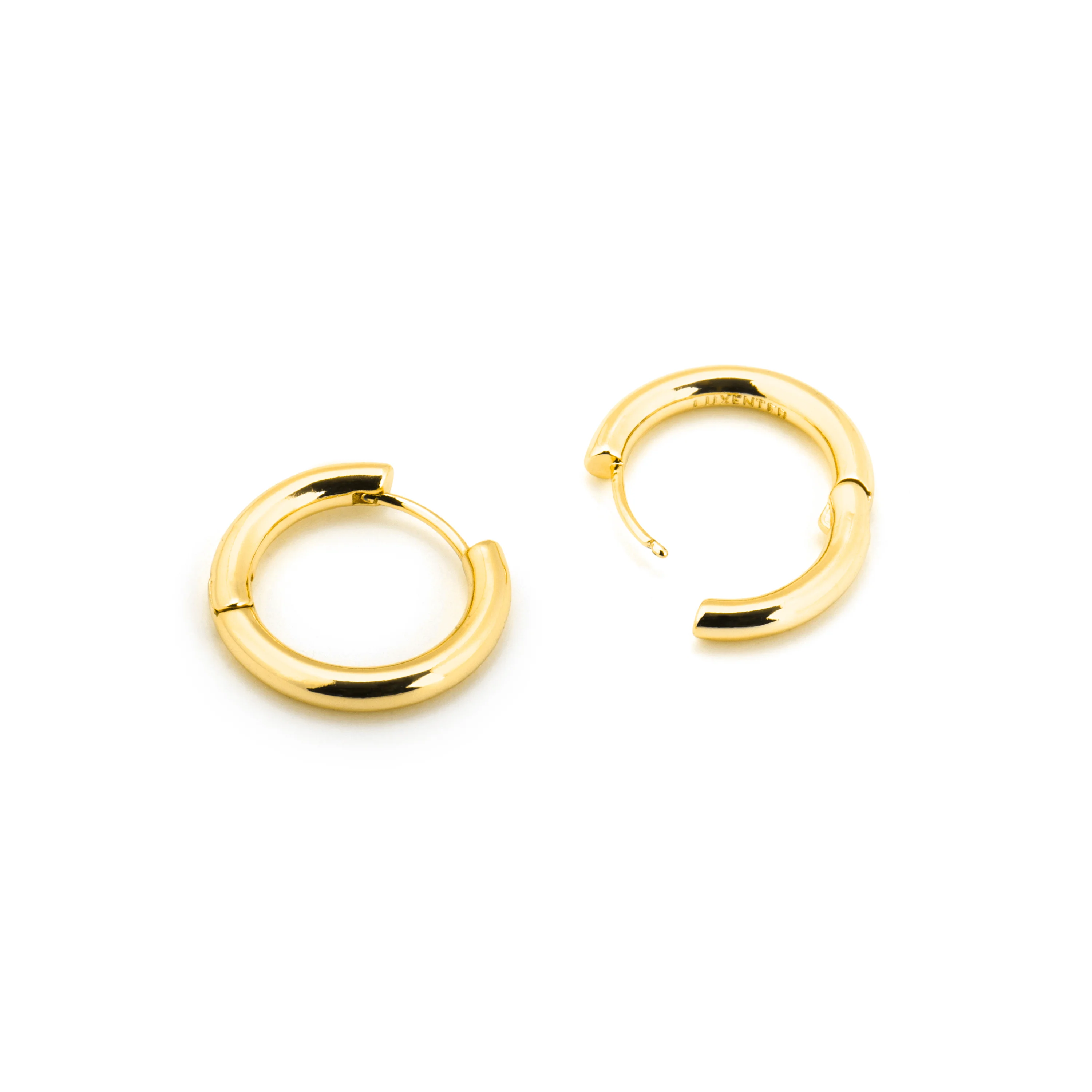 Pendientes de 19mm de diámetro con circonita acabado Oro Amarillo de 18K - Kuye - Image 4