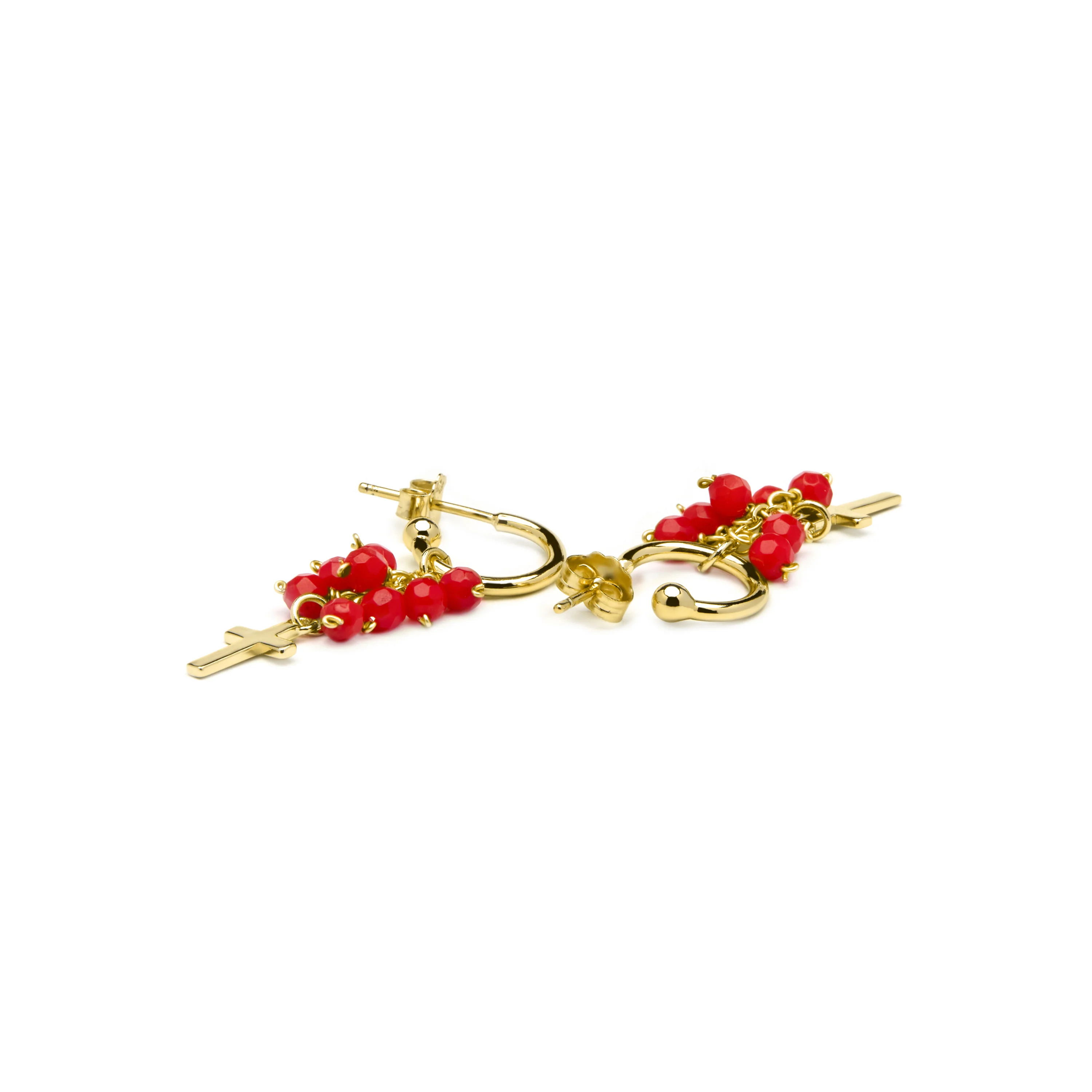 Pendientes de Plata de Ley 925 y Agata Roja acabado oro amarillo de 18k - Kyus - Image 5