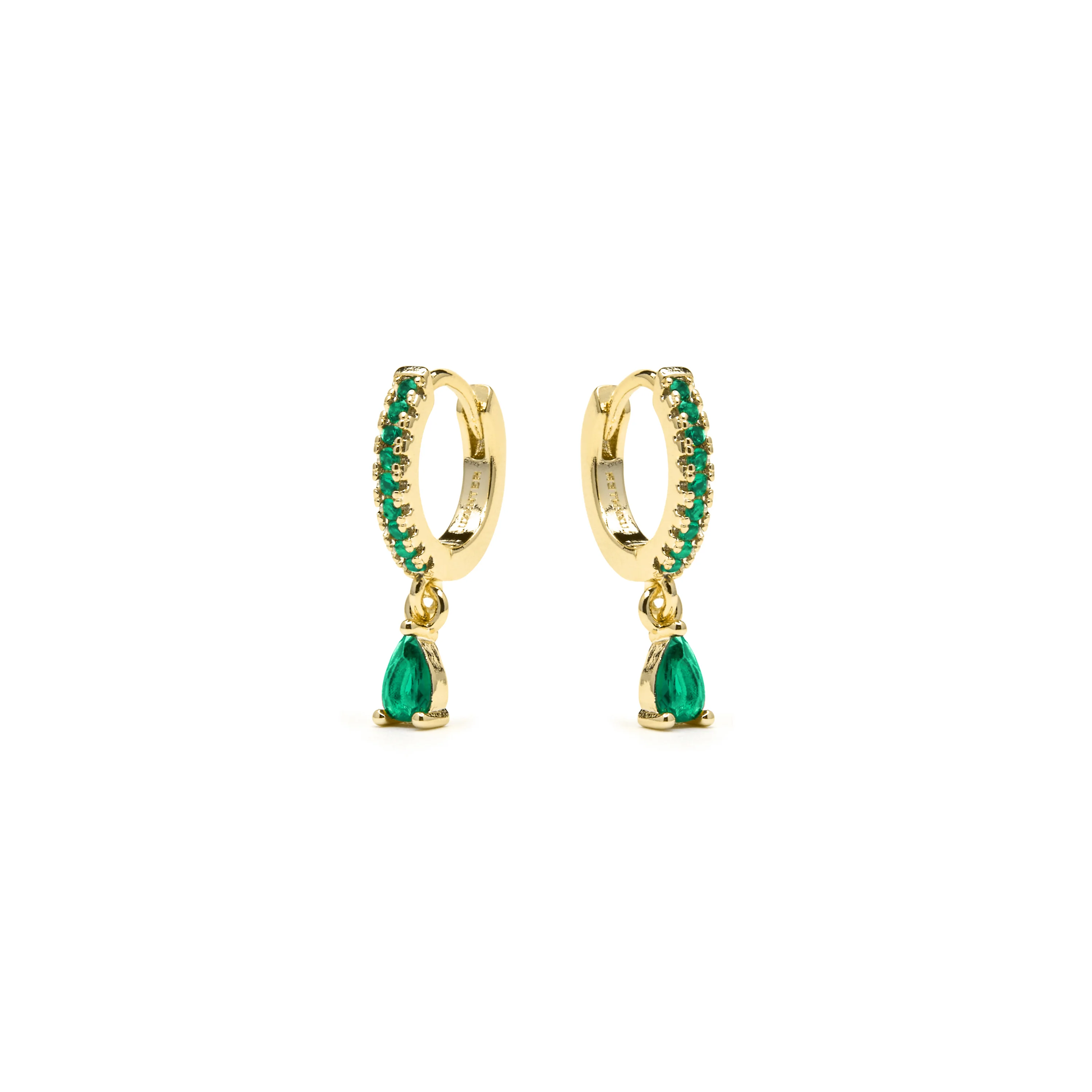 Pendientes acabado oro amarillo de 18k y Circonita Esmeralda - Laade - Image 3