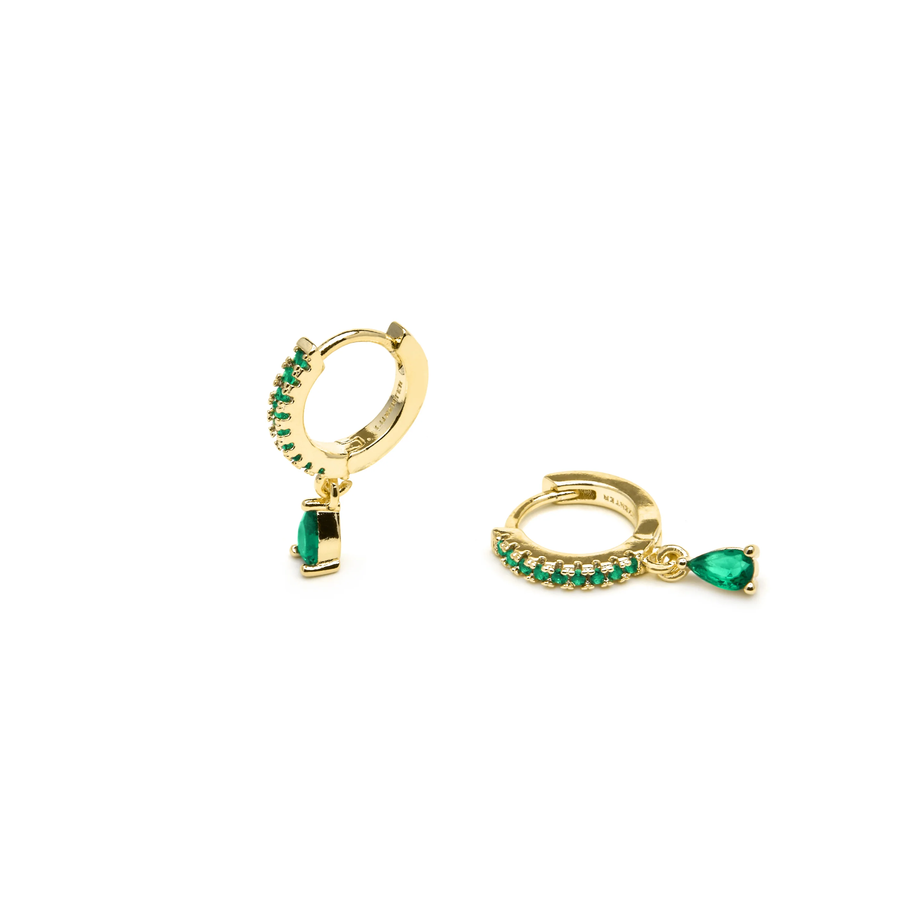 Pendientes acabado oro amarillo de 18k y Circonita Esmeralda - Laade - Image 4