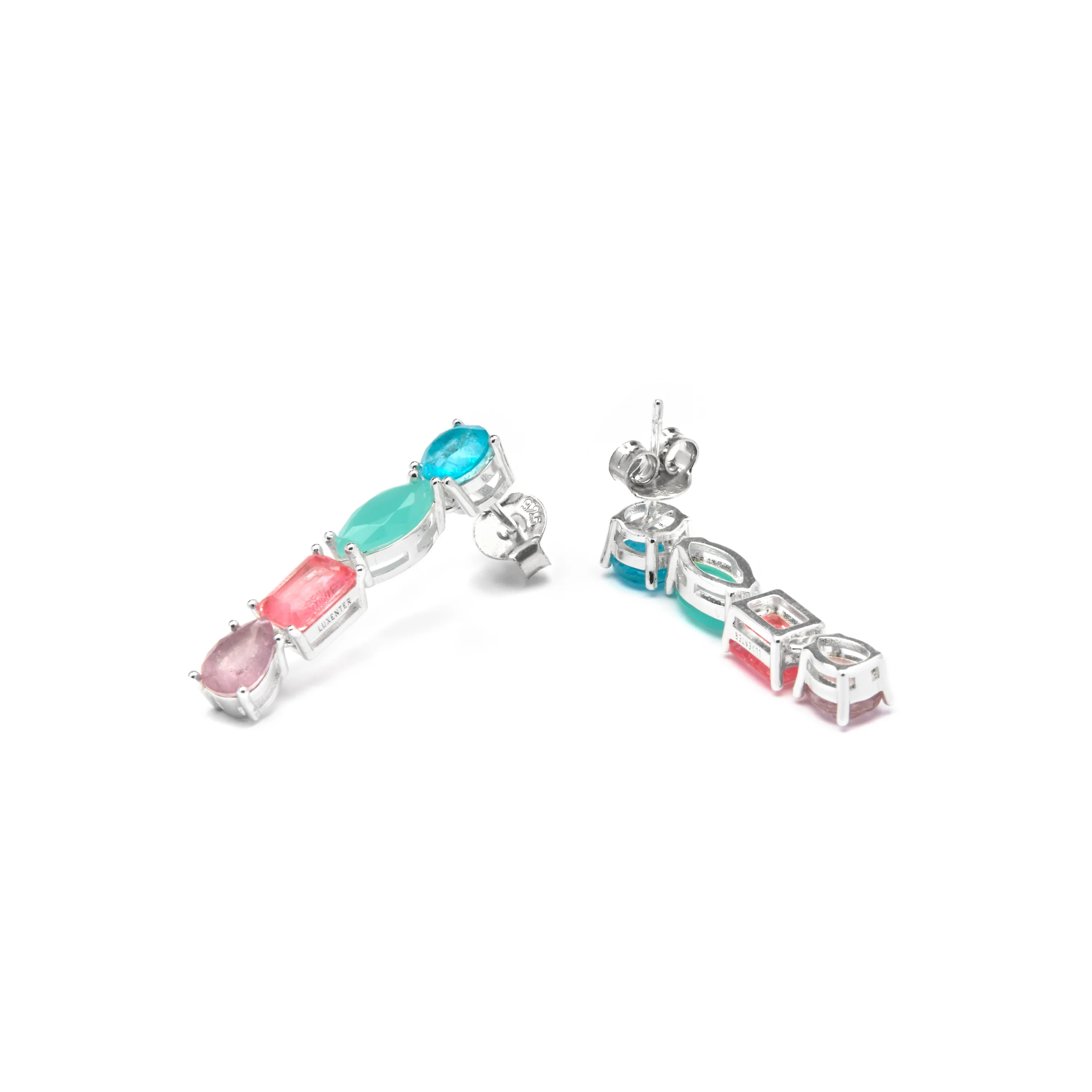 Pendientes de Plata de Ley 925 y Cuarzo Hidrotermal Multicolor acabado rodio - Larec - Image 5