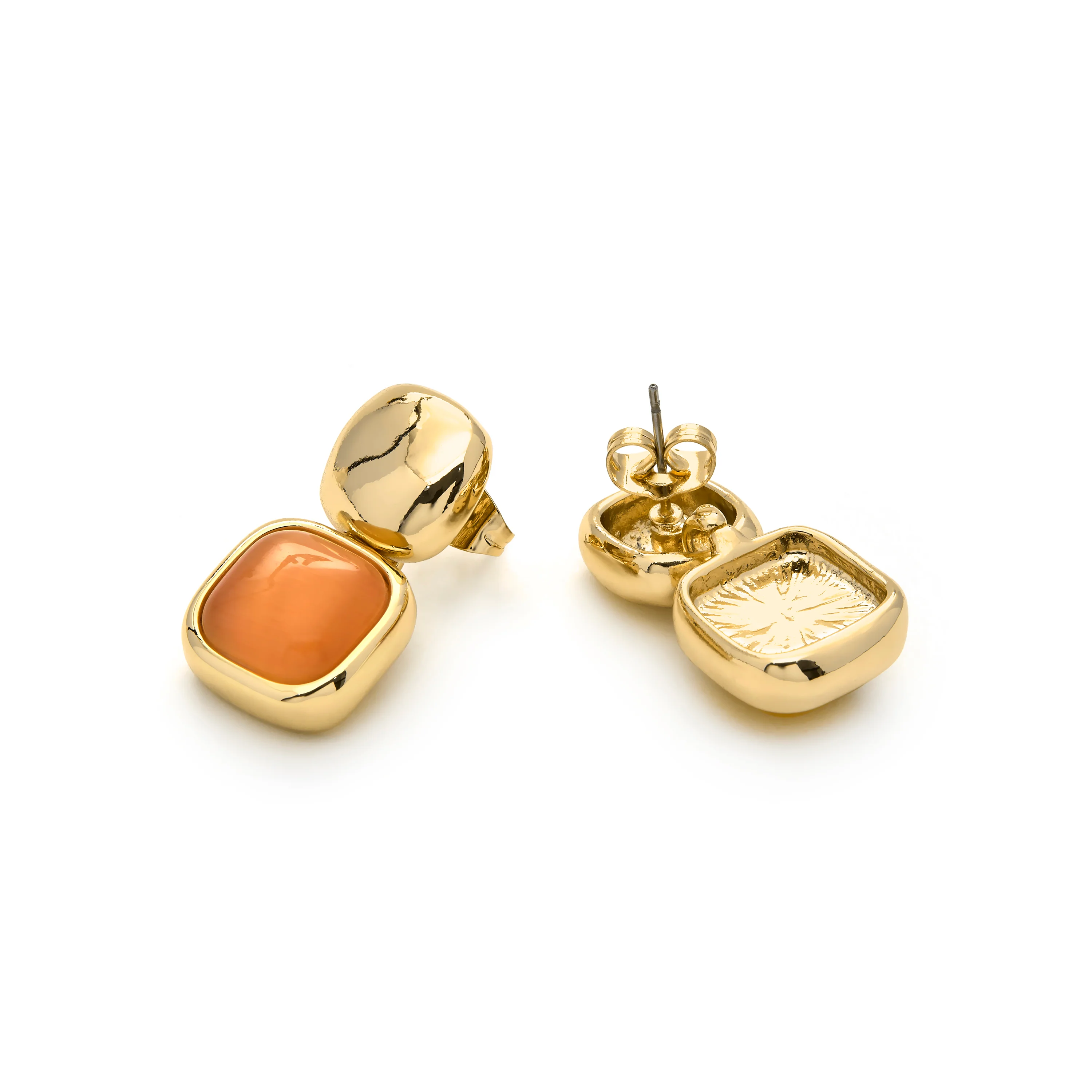 Pendientes con Ojo de Gato Naranja acabado oro 18k - Laroi - Image 5