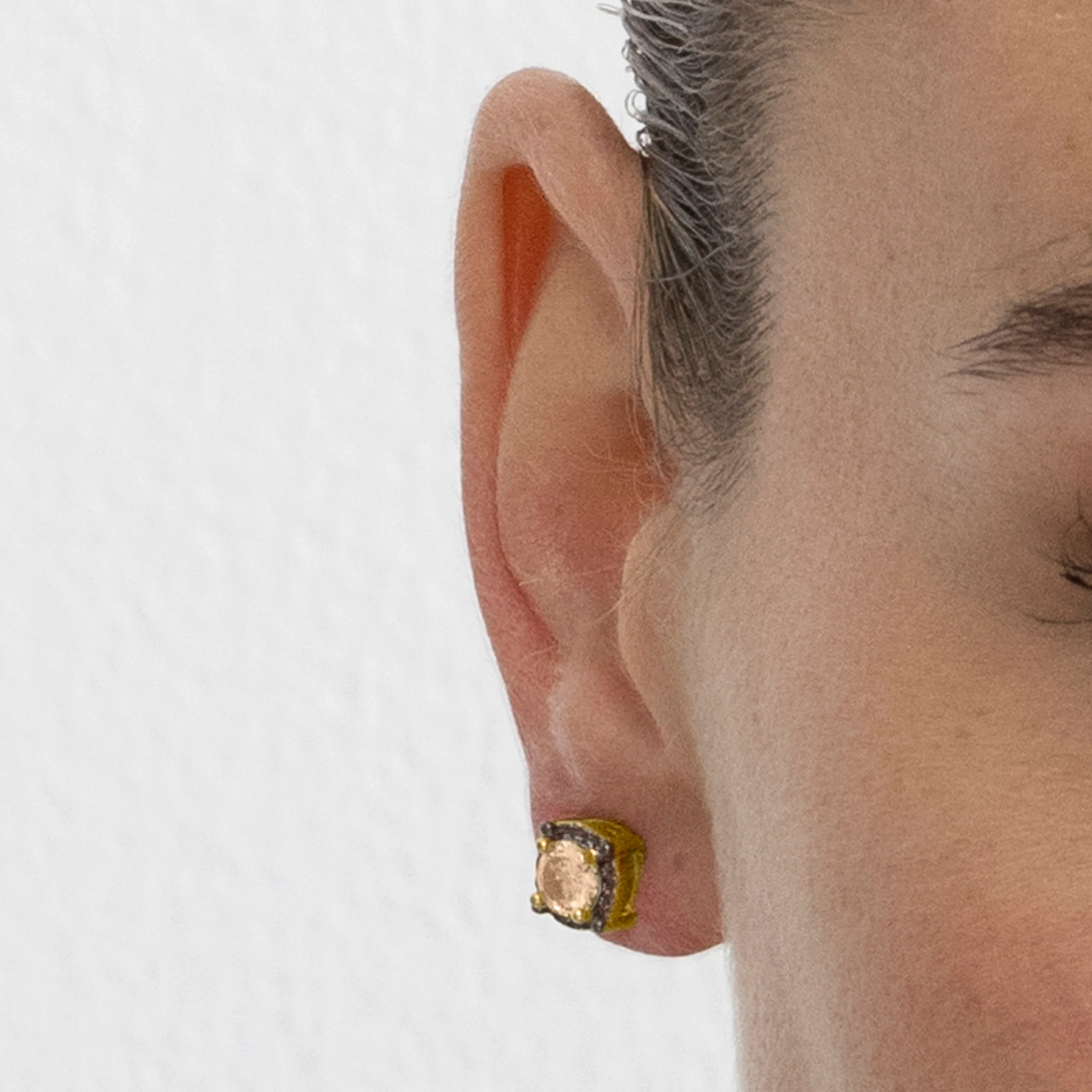 Pendientes de Plata de Ley 925 y Circonita Marrón acabado oro 18k - Lehak - Image 4
