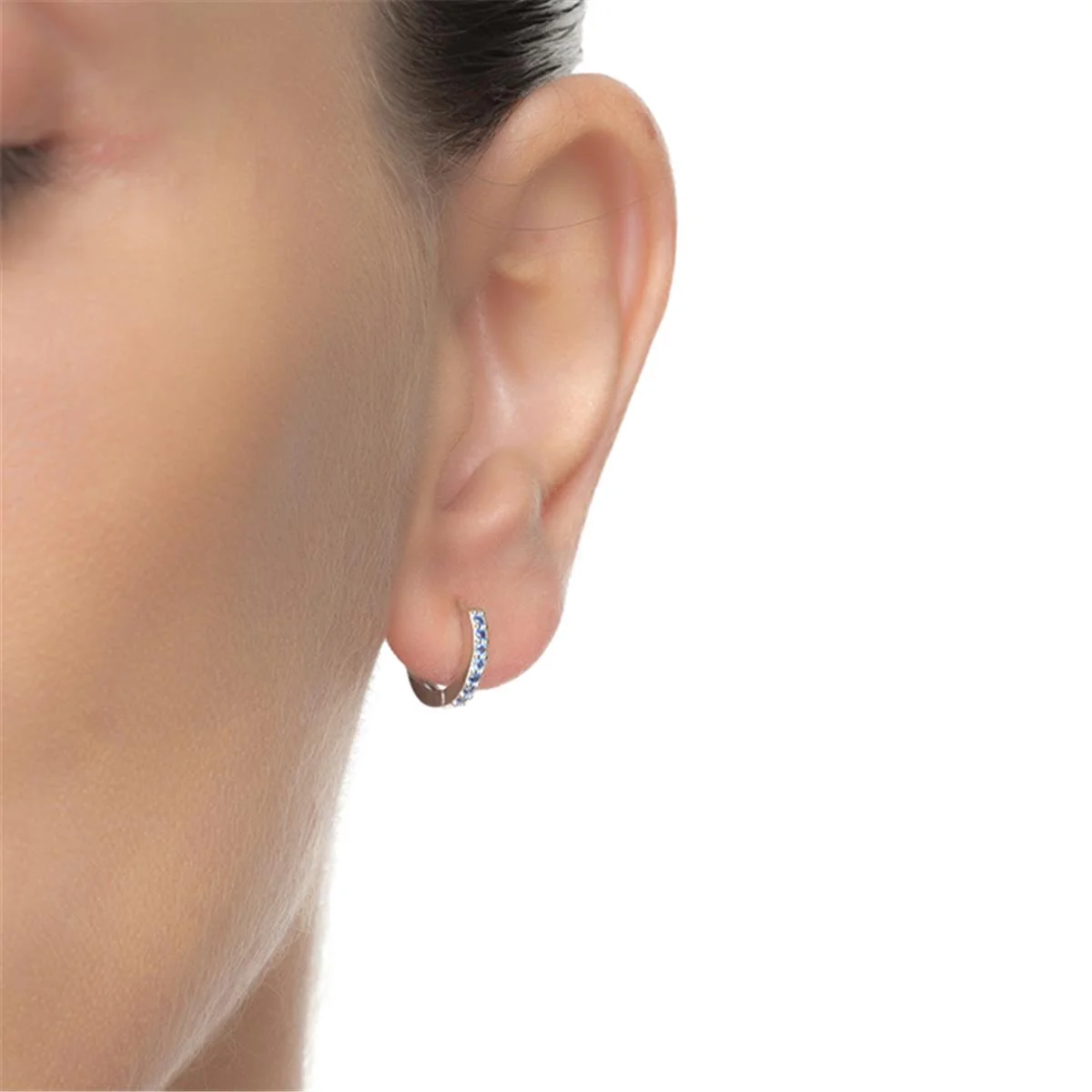 Pendientes Leofcar Plata de Ley 925 - 7mm - Leofcar AZUL - Image 4