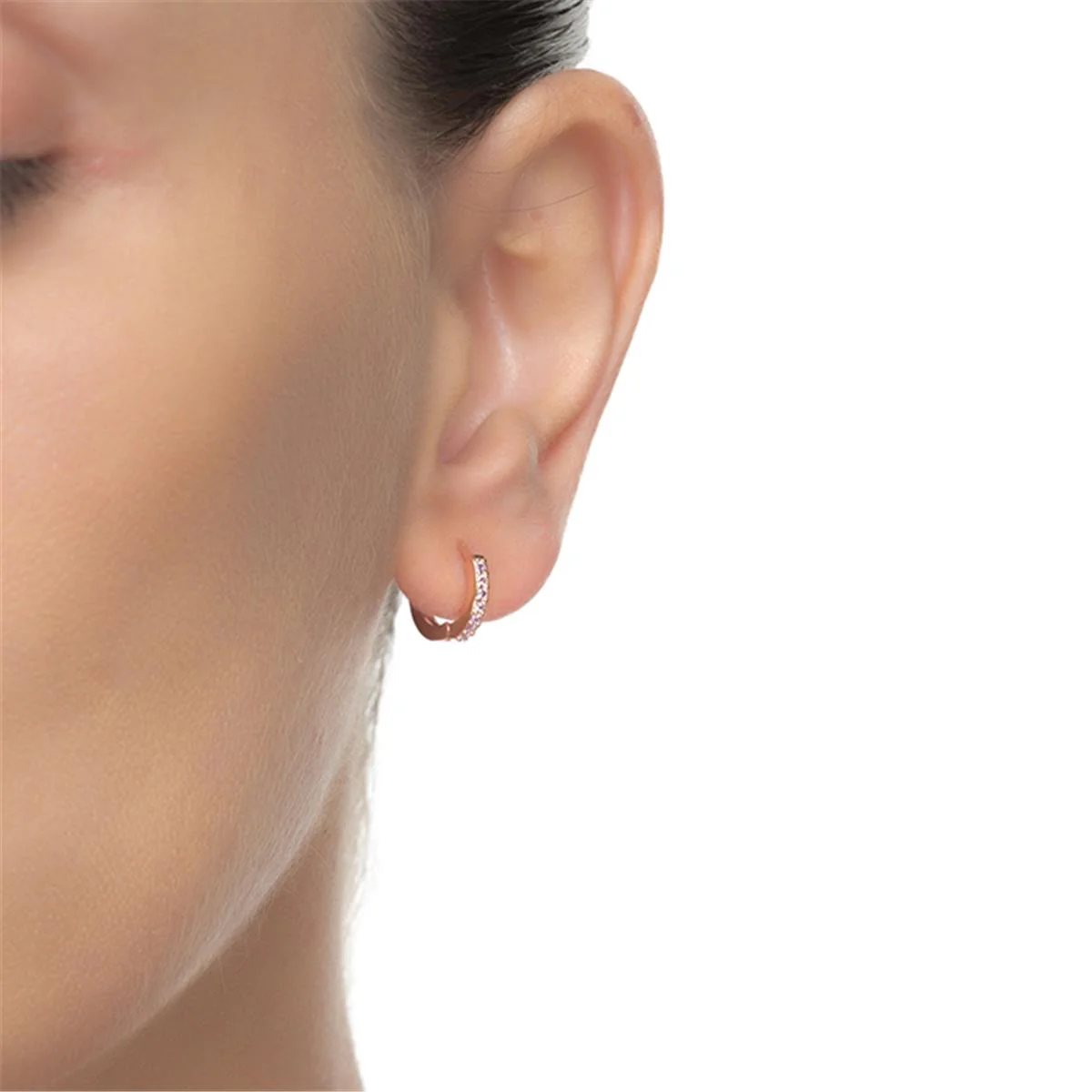 Pendientes Leofcar Plata de Ley 925 - 7mm - Leofcar MORADO - Image 4