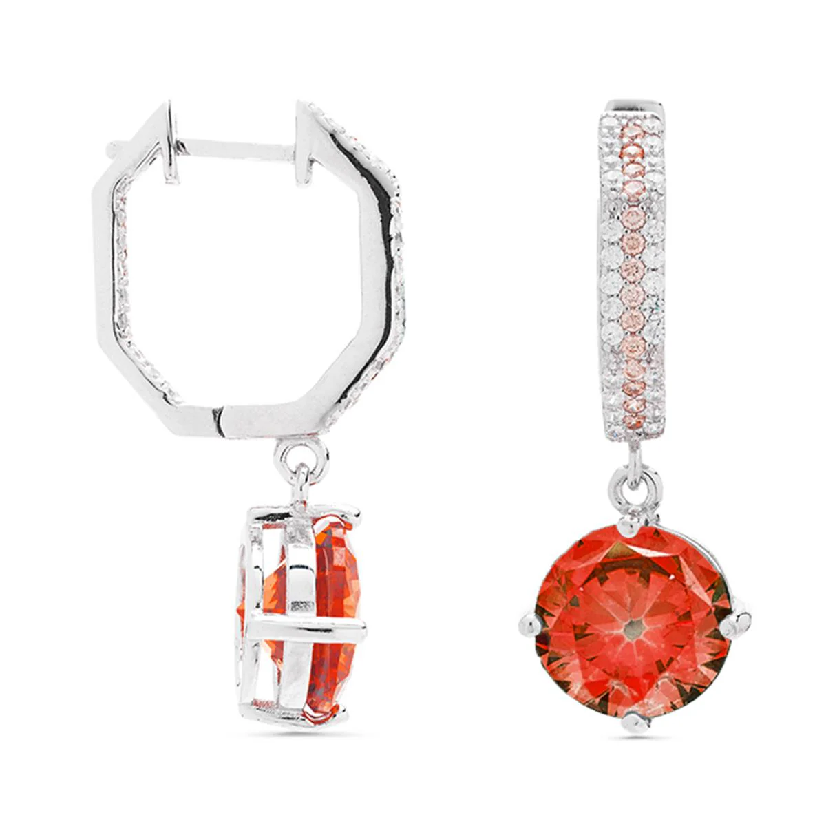 Pendientes Leofrob plata y naranja Cz - Leofrob NARANJA