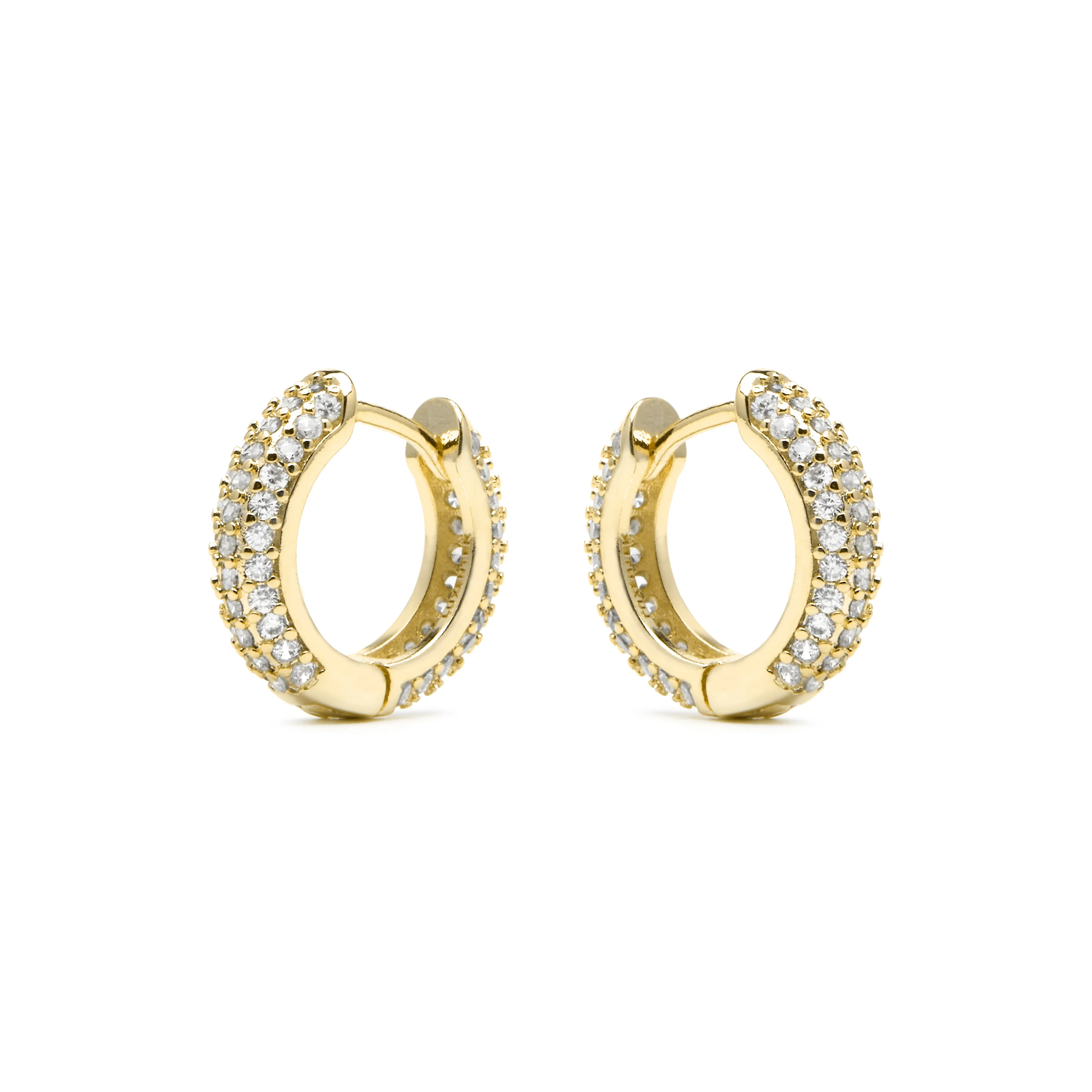 Pendientes de 9mm de diámetro acabado Oro Amarillo de 18k con circonita- Lesrat - Image 3