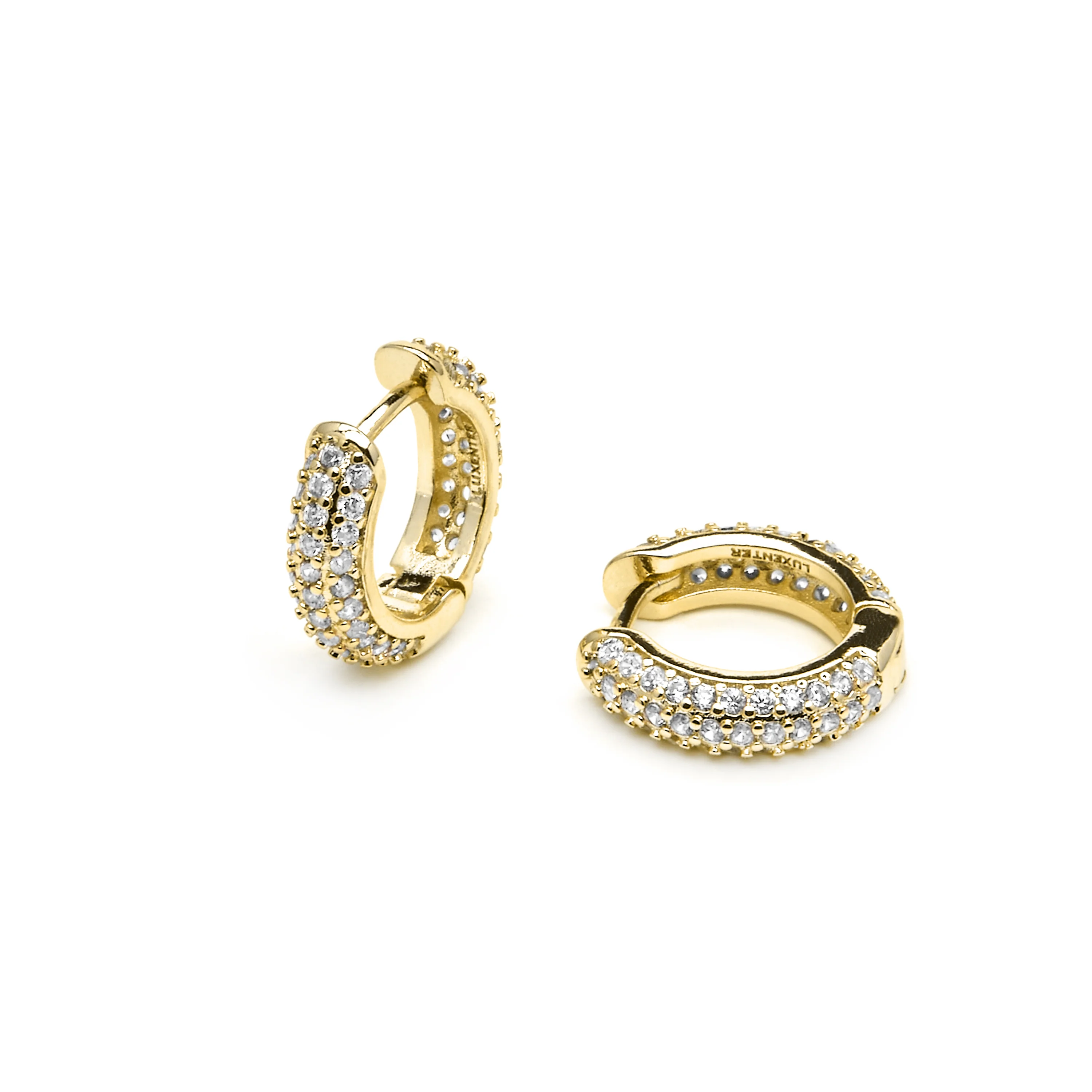 Pendientes de 9mm de diámetro acabado Oro Amarillo de 18k con circonita- Lesrat - Image 4