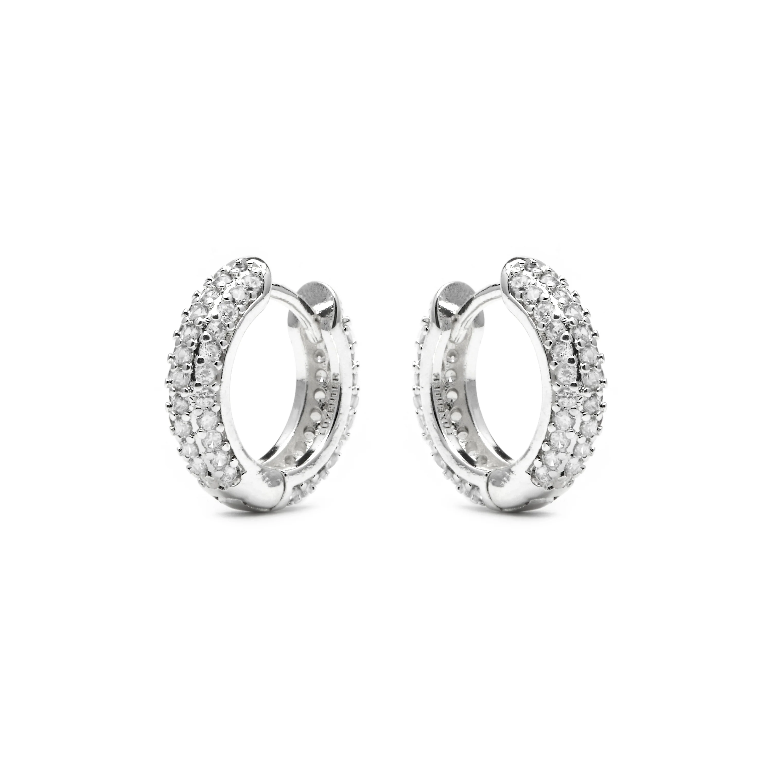 Pendientes de 9mm de diámetro acabado plata y circonita - Lesrat - Image 3
