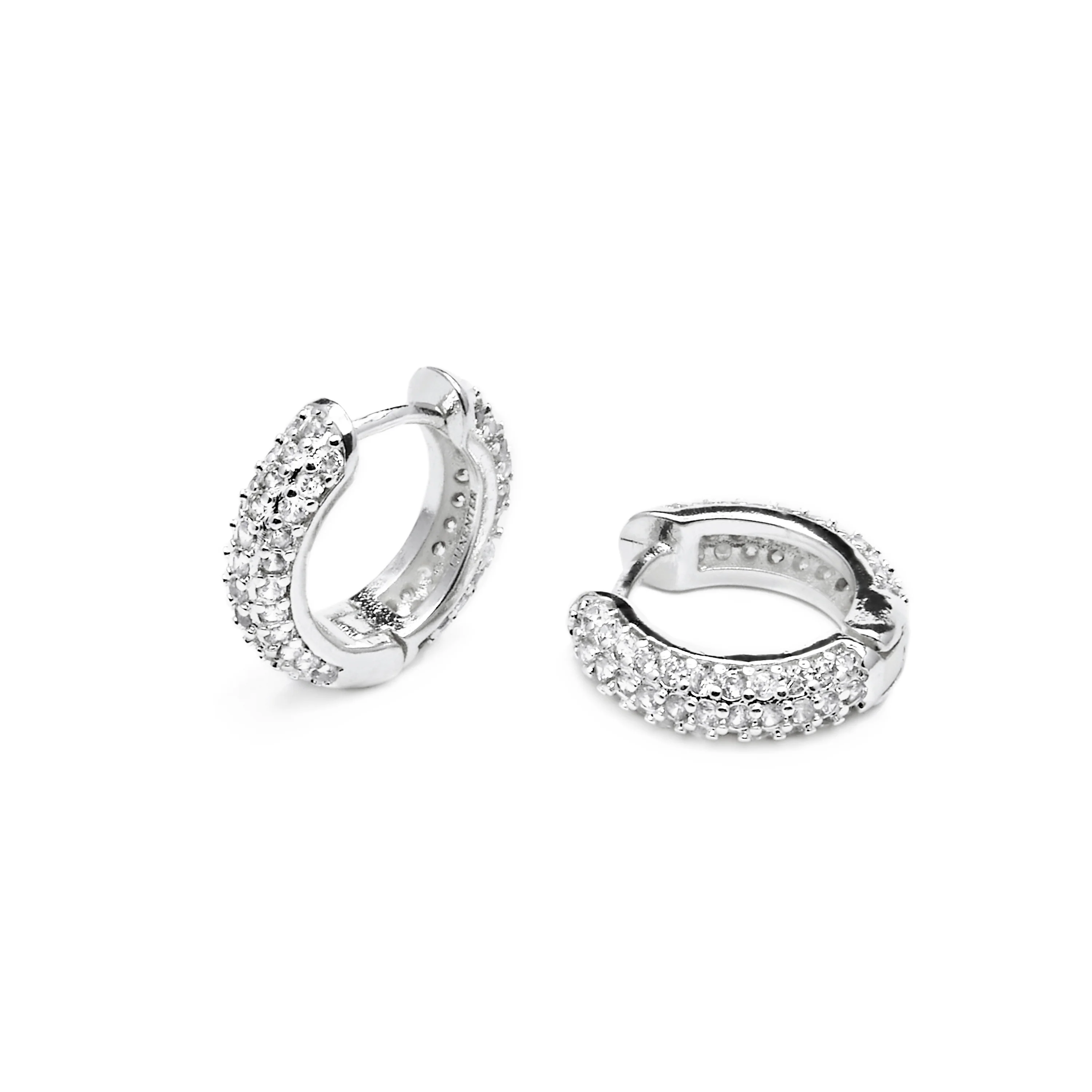 Pendientes de 9mm de diámetro acabado plata y circonita - Lesrat - Image 4