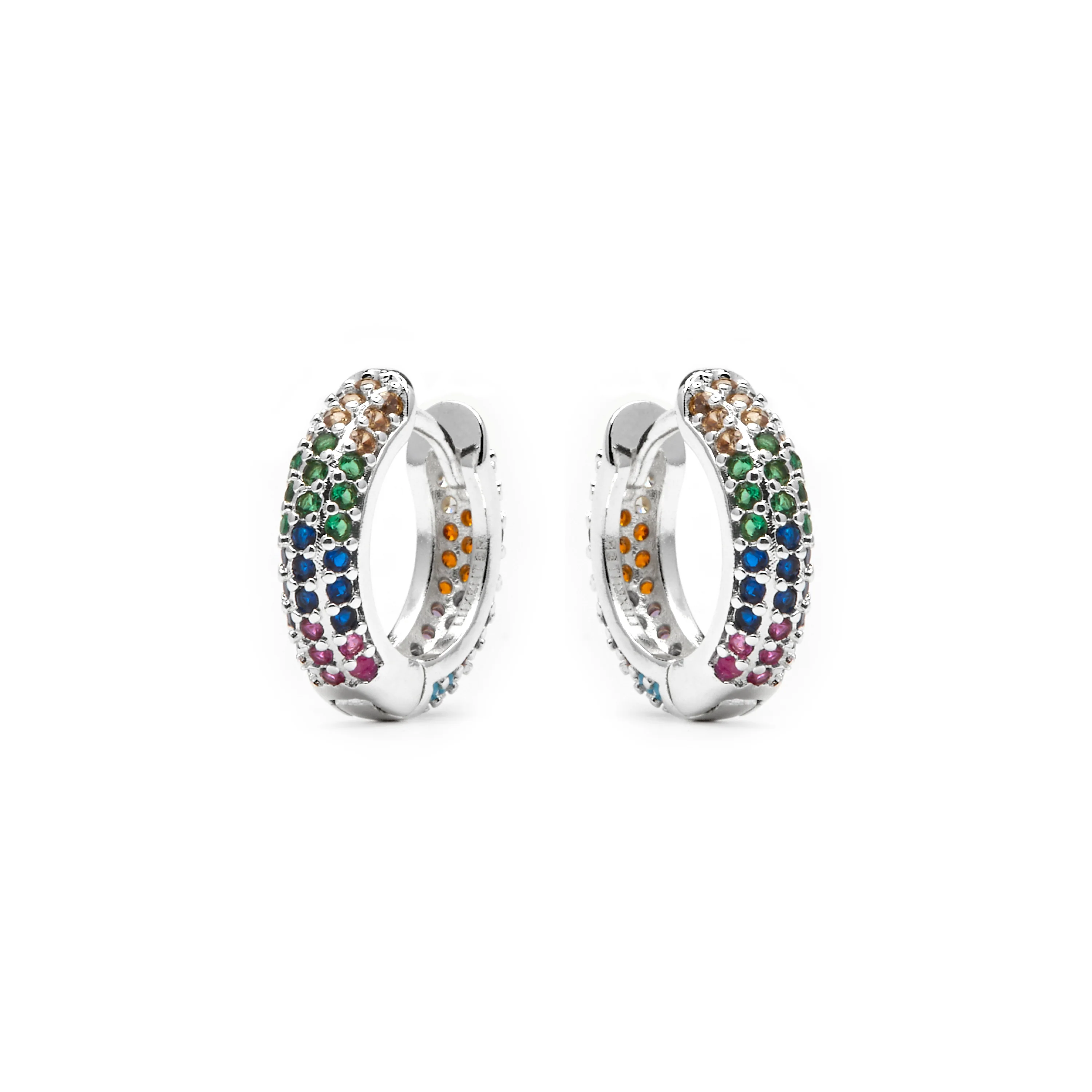 Pendientes de 9mm de diámetro acabado plata y circonita Multicolor - Lesrat - Image 3