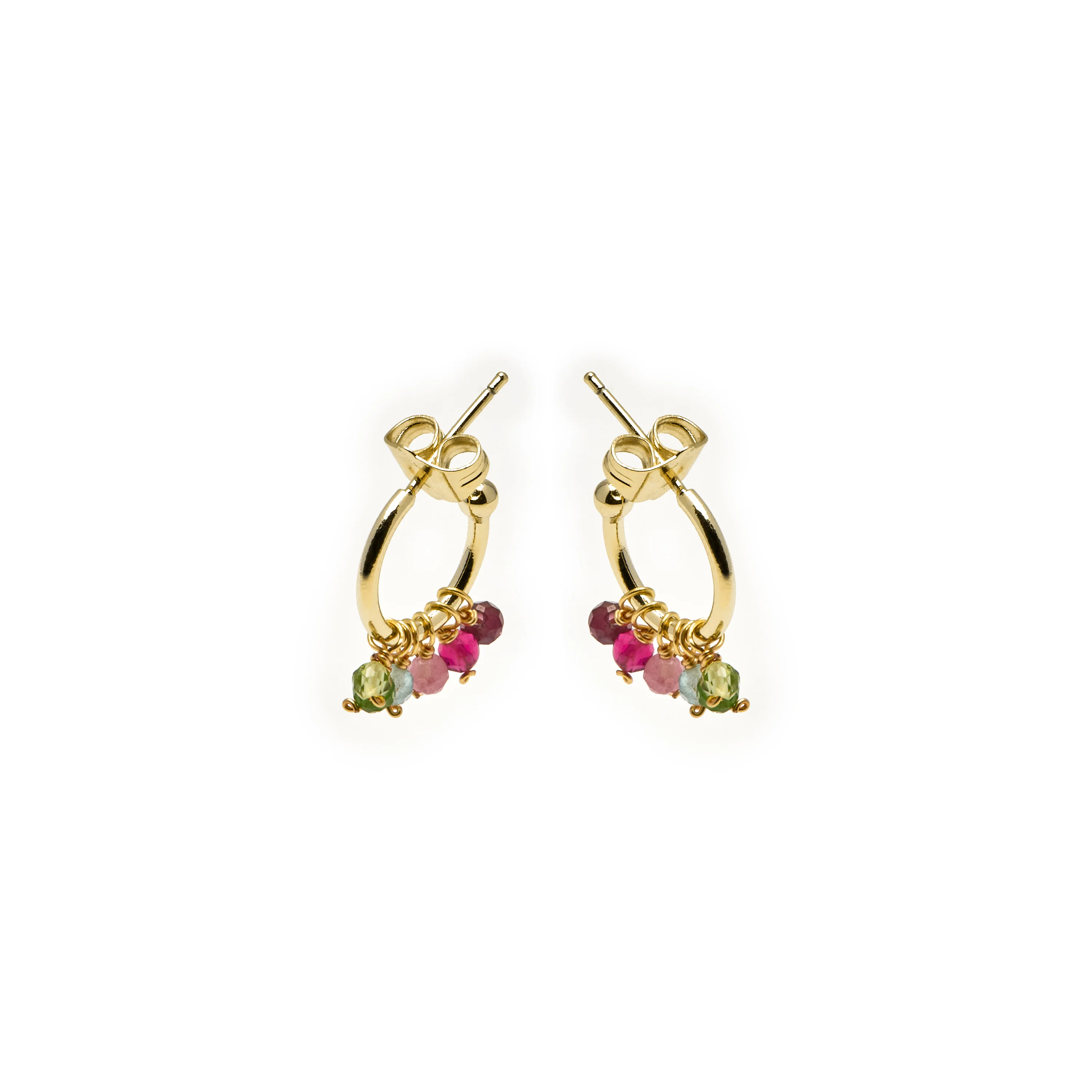 Pendientes de Cristal Multicolor acabados en oro amarillo 18K - Letaba - Image 3