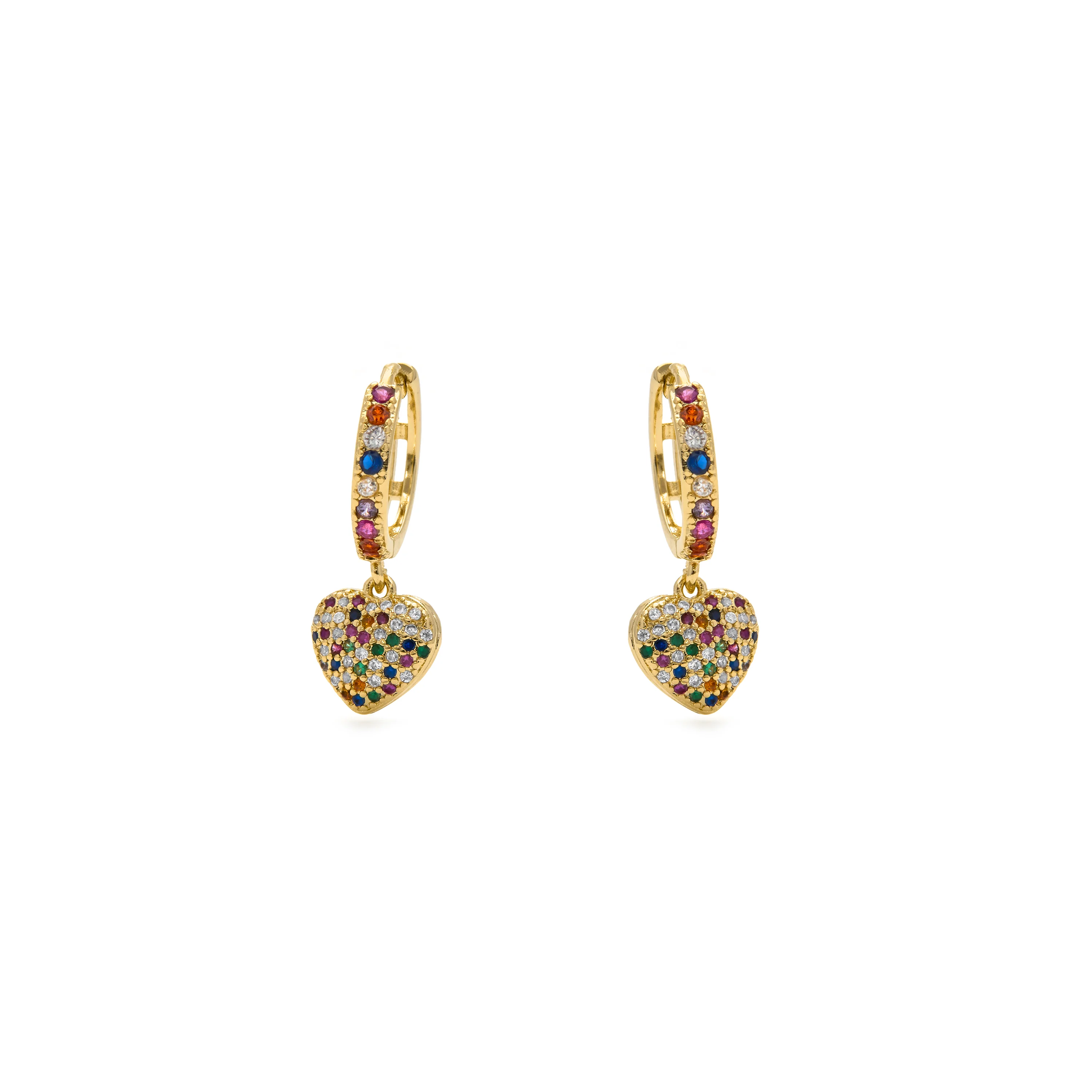 Pendientes de Circonita Multicolor acabados en oro amarillo 18K - Lethrax - Image 3
