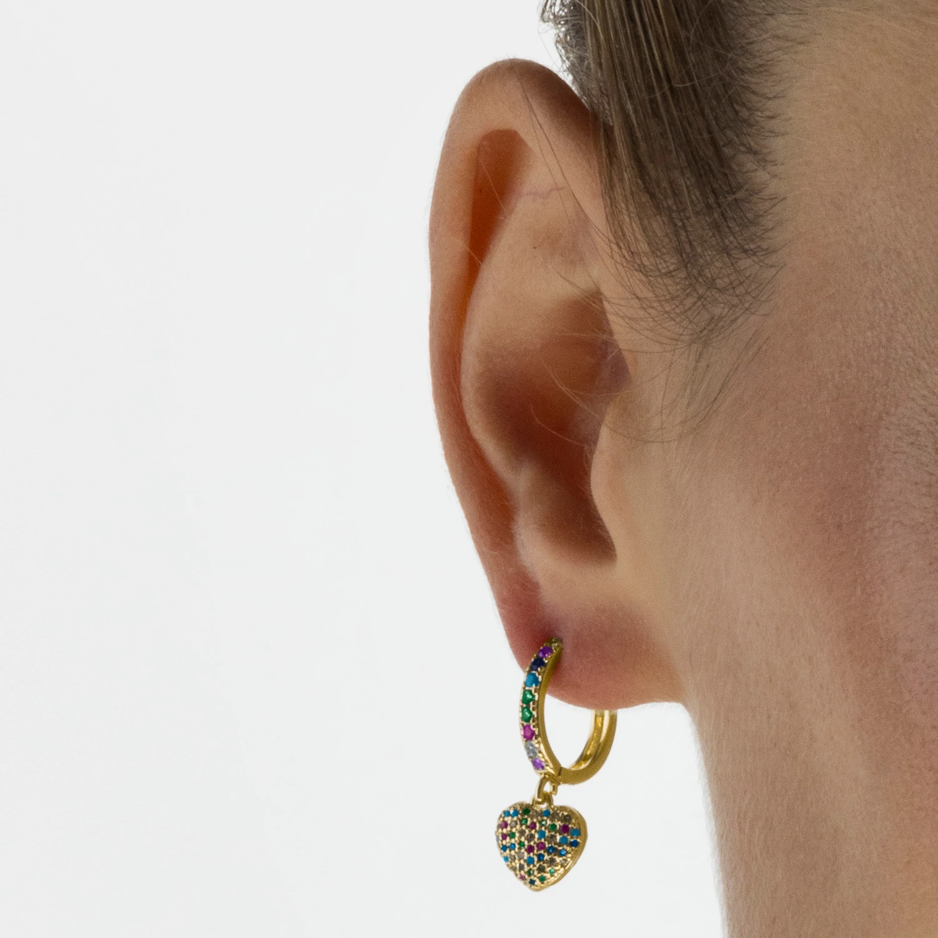 Pendientes de Circonita Multicolor acabados en oro amarillo 18K - Lethrax - Image 4