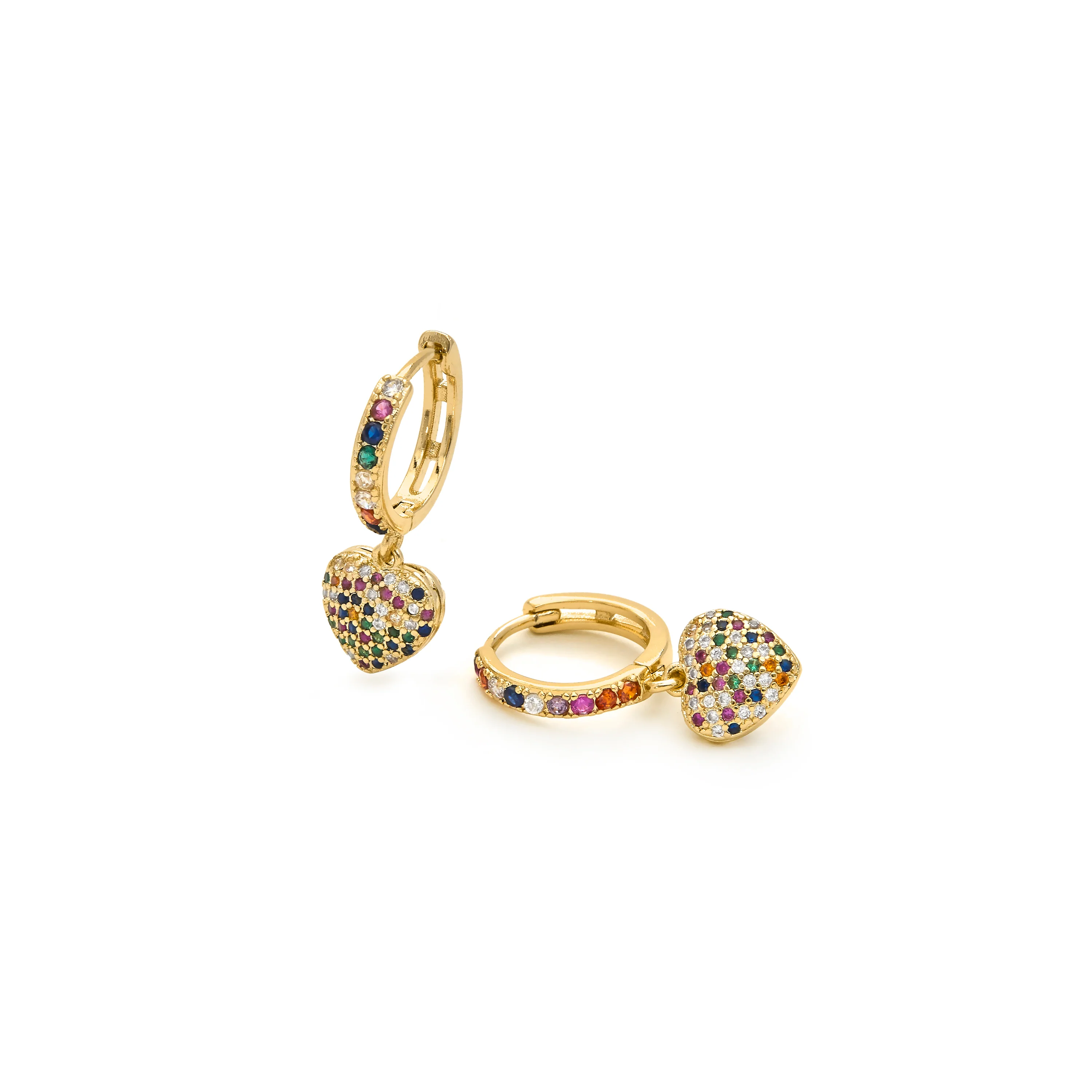 Pendientes de Circonita Multicolor acabados en oro amarillo 18K - Lethrax - Image 5