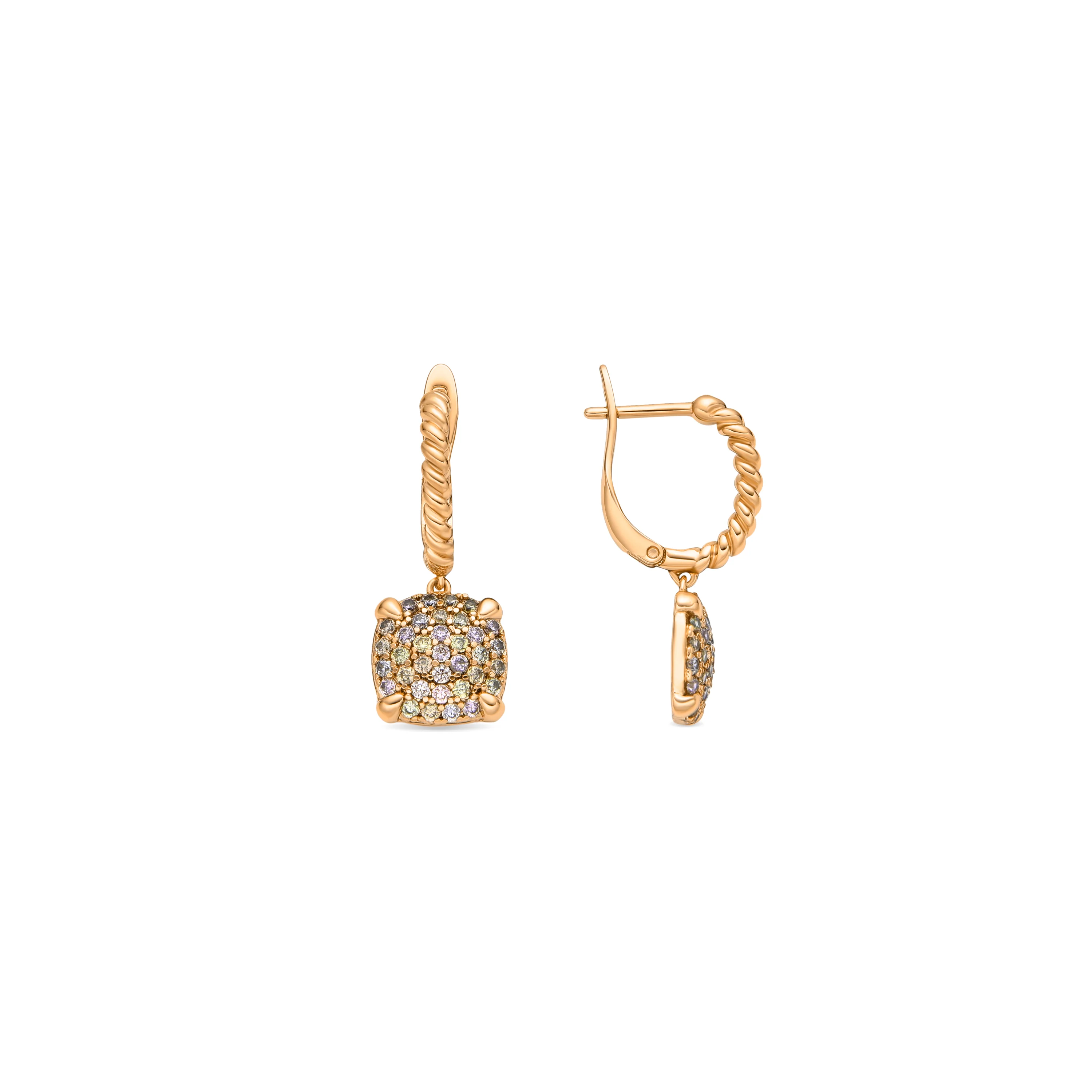 Pendientes acabado oro amarillo de 18k y Circonita Brillante - Leza