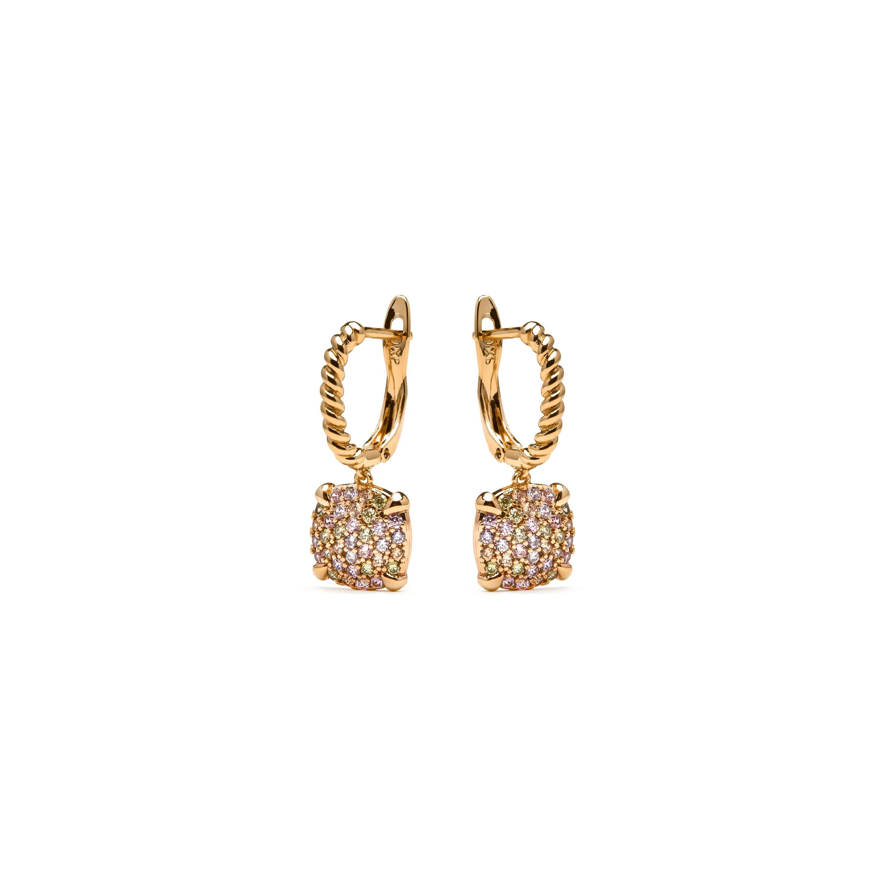 Pendientes acabado oro amarillo de 18k y Circonita Brillante - Leza - Image 3