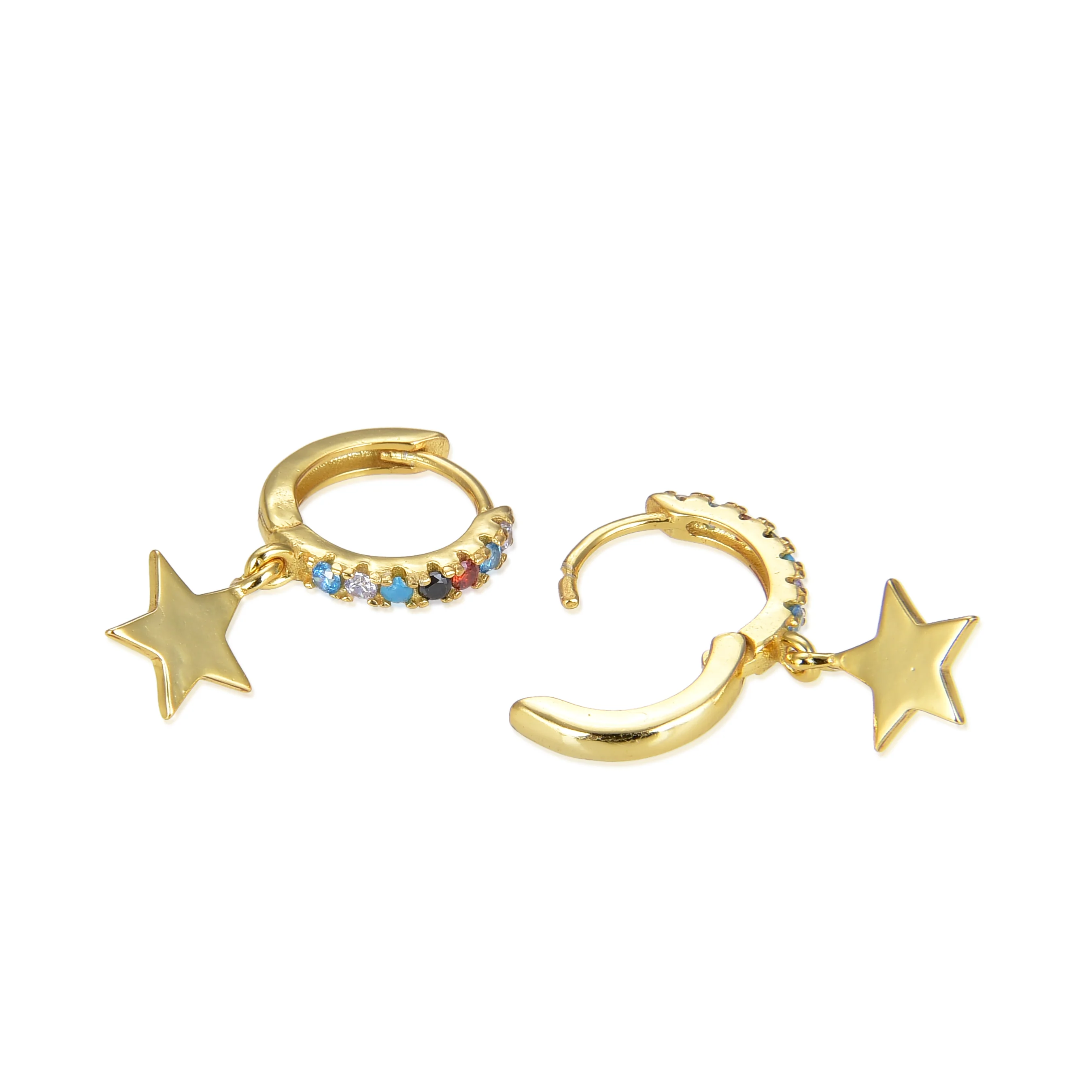 Pendientes de Plata de Ley 925 con Circonita Multicolor acabados en oro amarillo 18K - Libe - Image 4