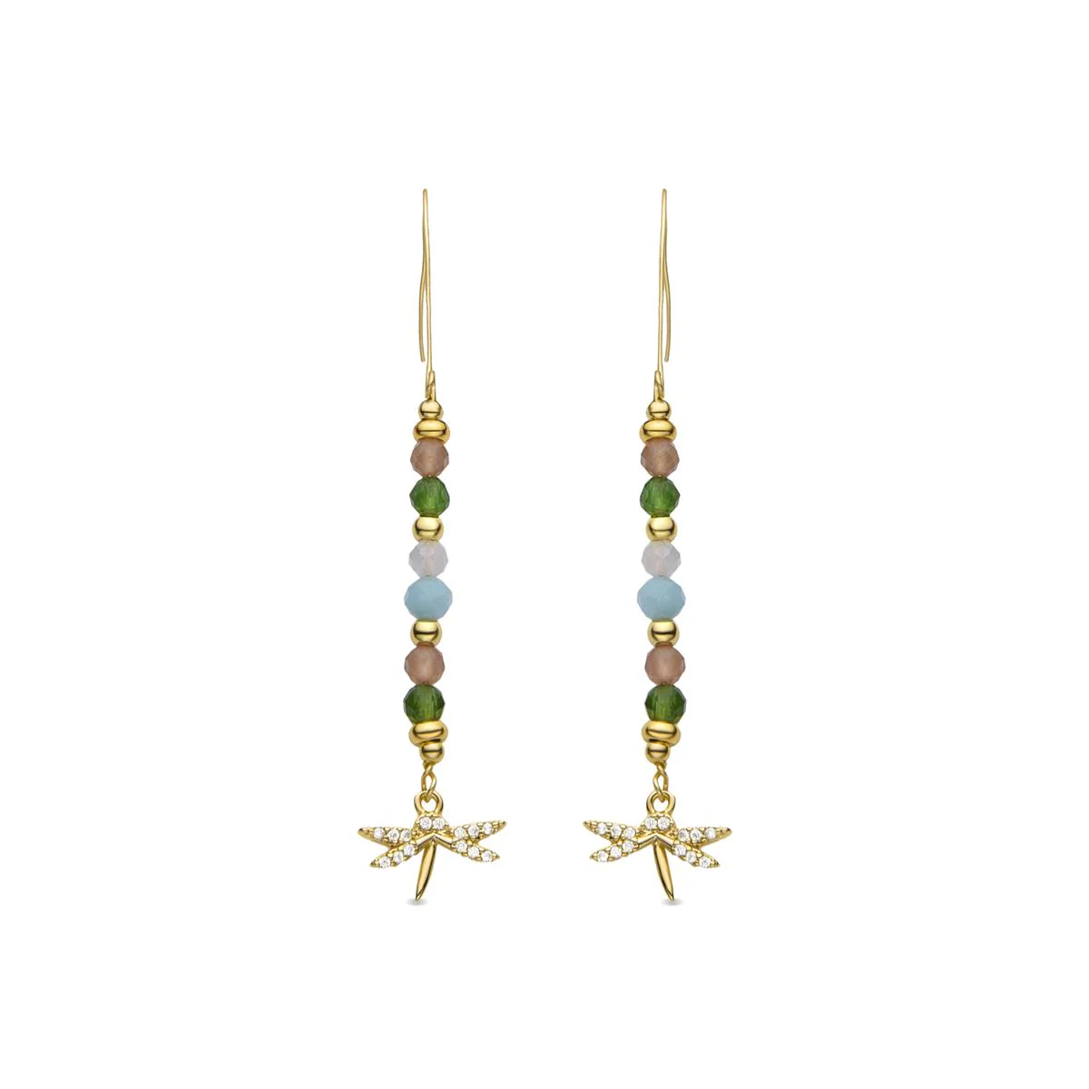 Pendientes Libelula Plata de Ley 925 - Libelula VERDE