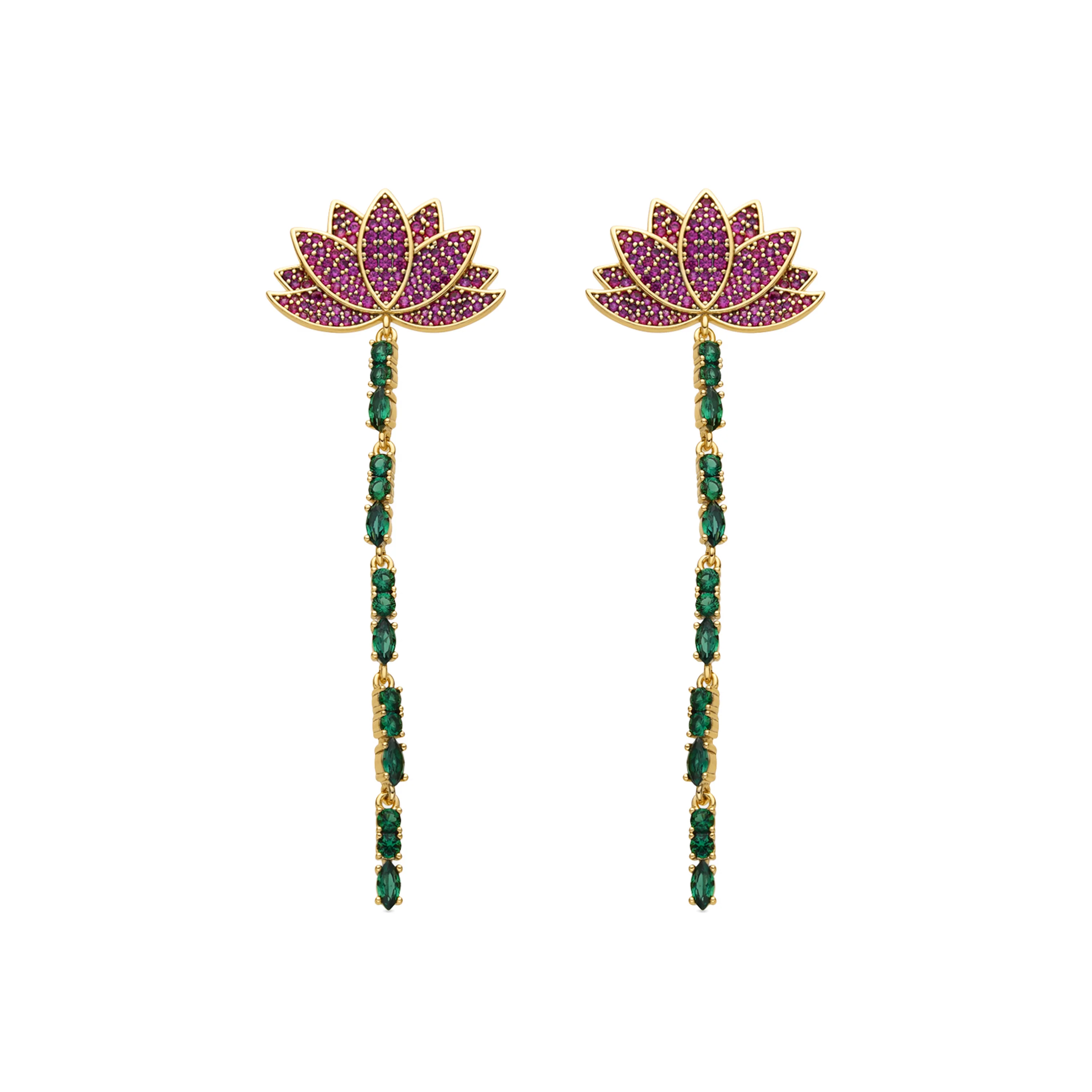 Pendientes con Circonita Multicolor acabado oro 18k - Likme