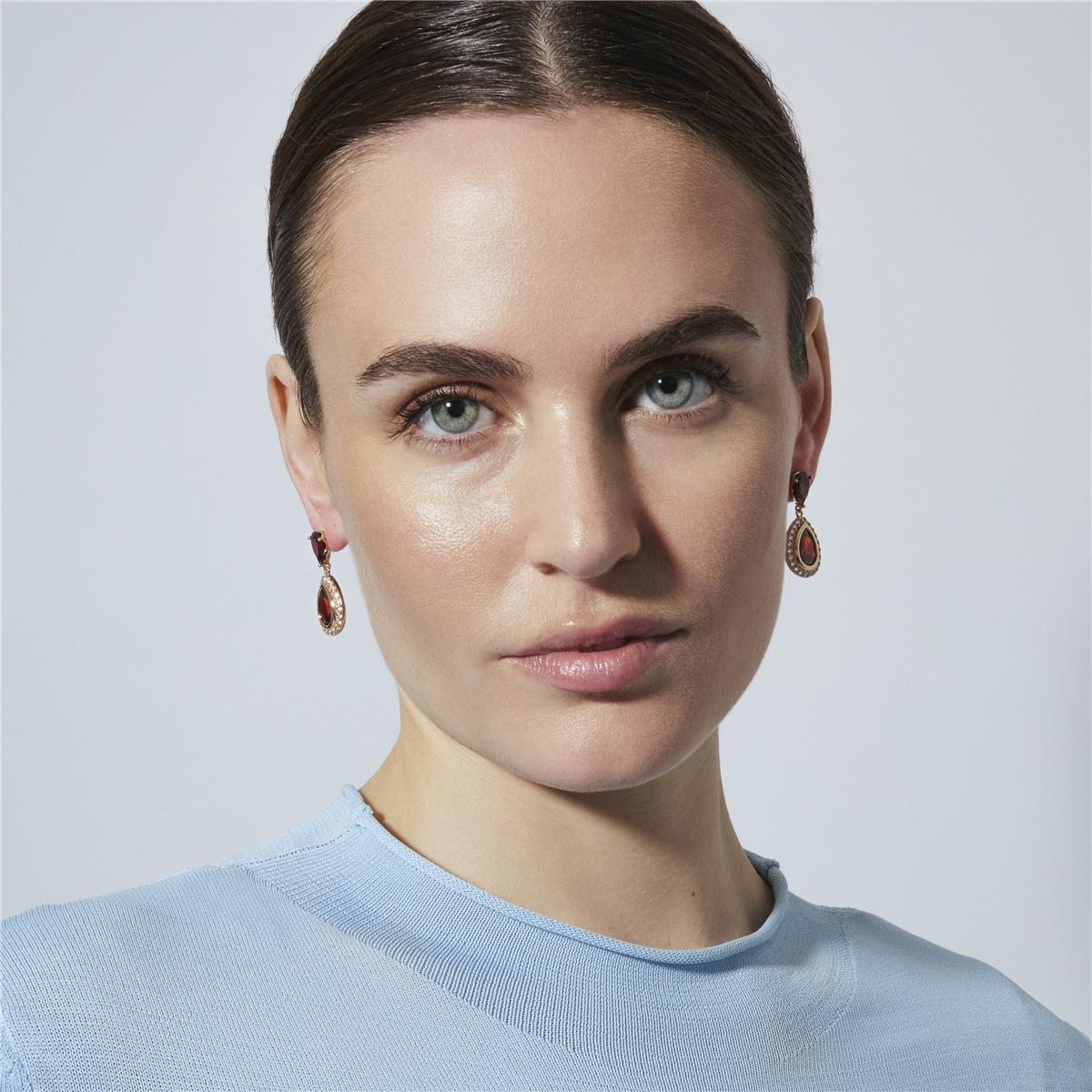 Pendientes de Circonita Rubí acabado en oro amarillo de 18k - Lilem - Image 2