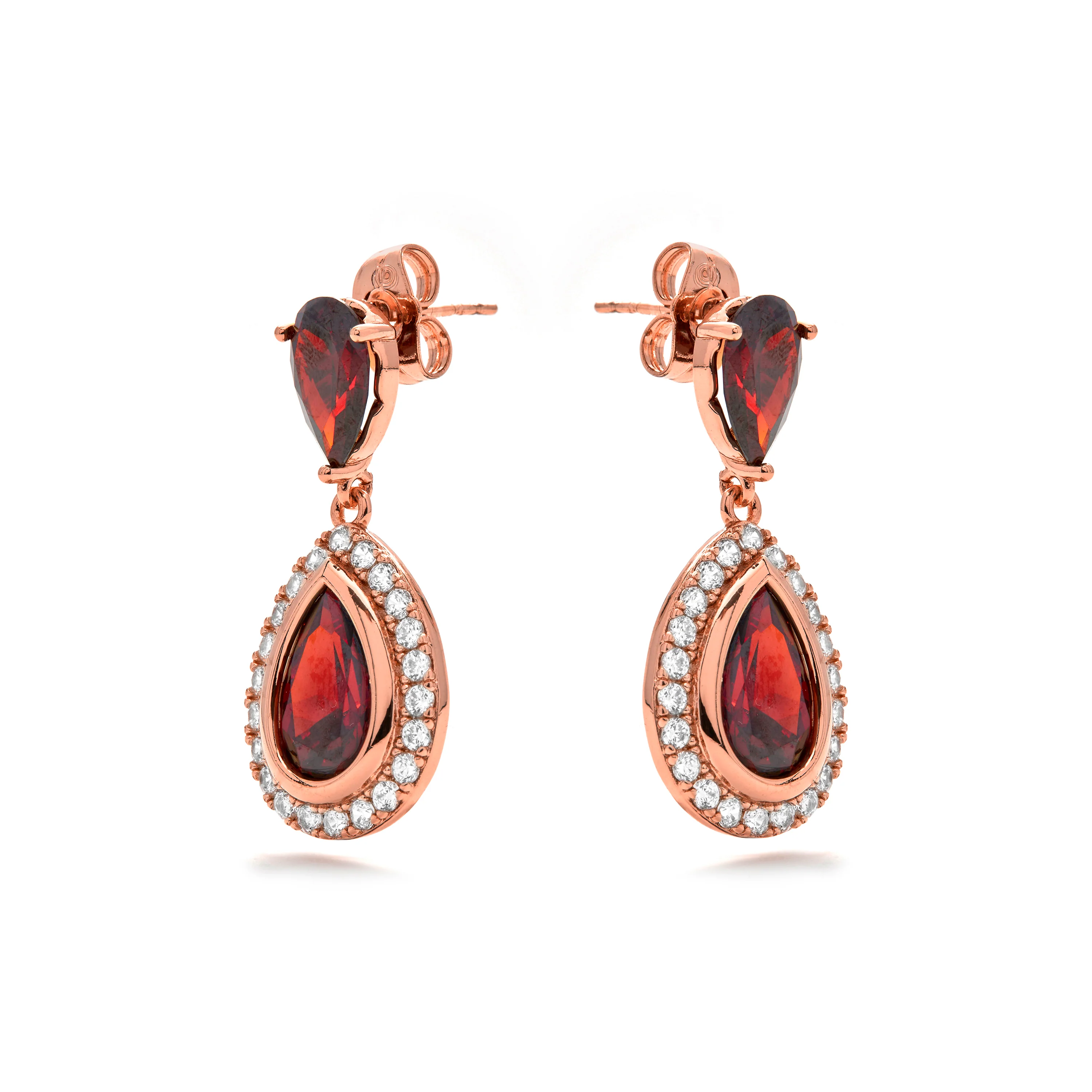 Pendientes de Circonita Rubí acabado en oro amarillo de 18k - Lilem - Image 3
