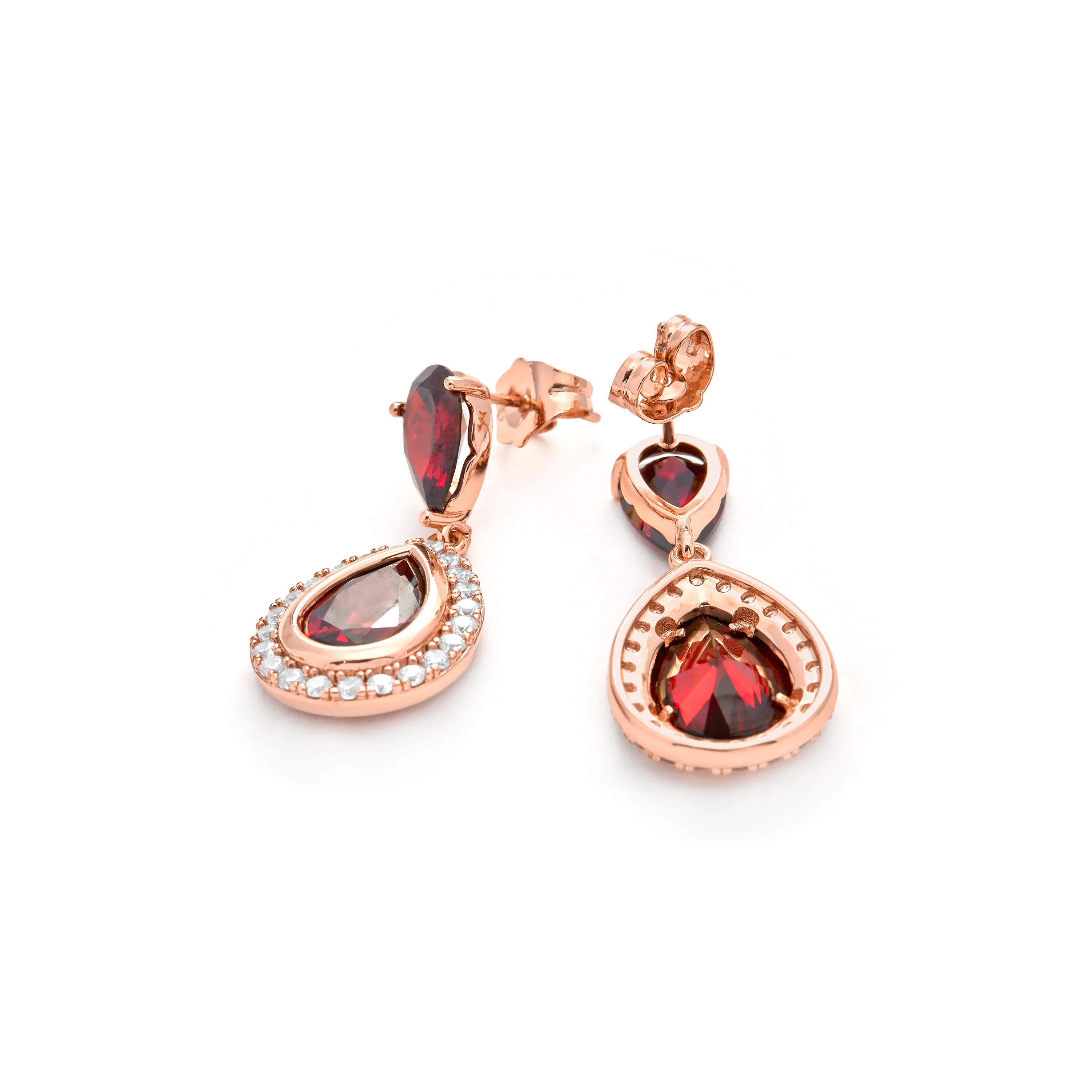 Pendientes de Circonita Rubí acabado en oro amarillo de 18k - Lilem - Image 5