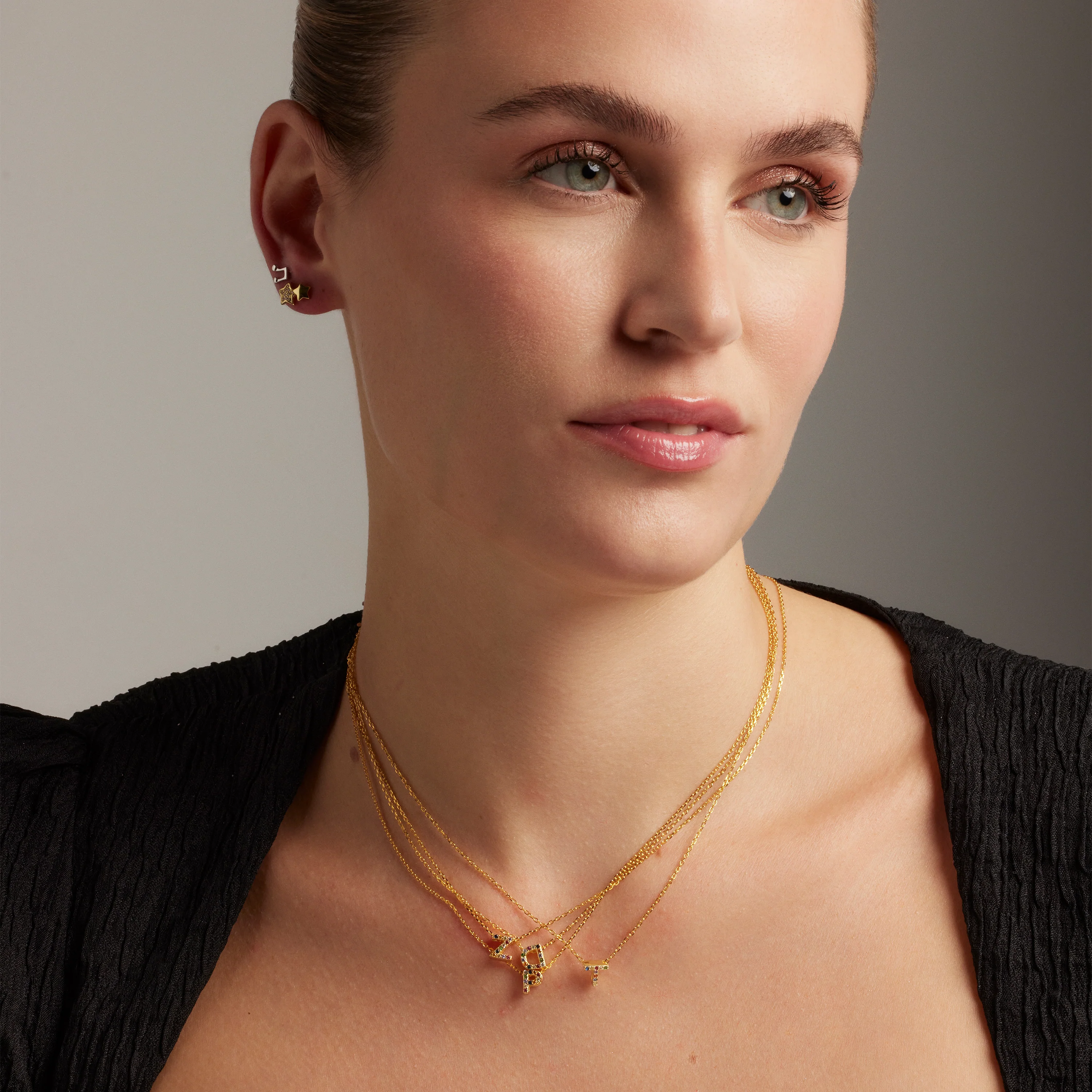 Pendientes de Plata de Ley 925 con Circonita Brillante acabados en oro amarillo de 18K - Lili - Image 2