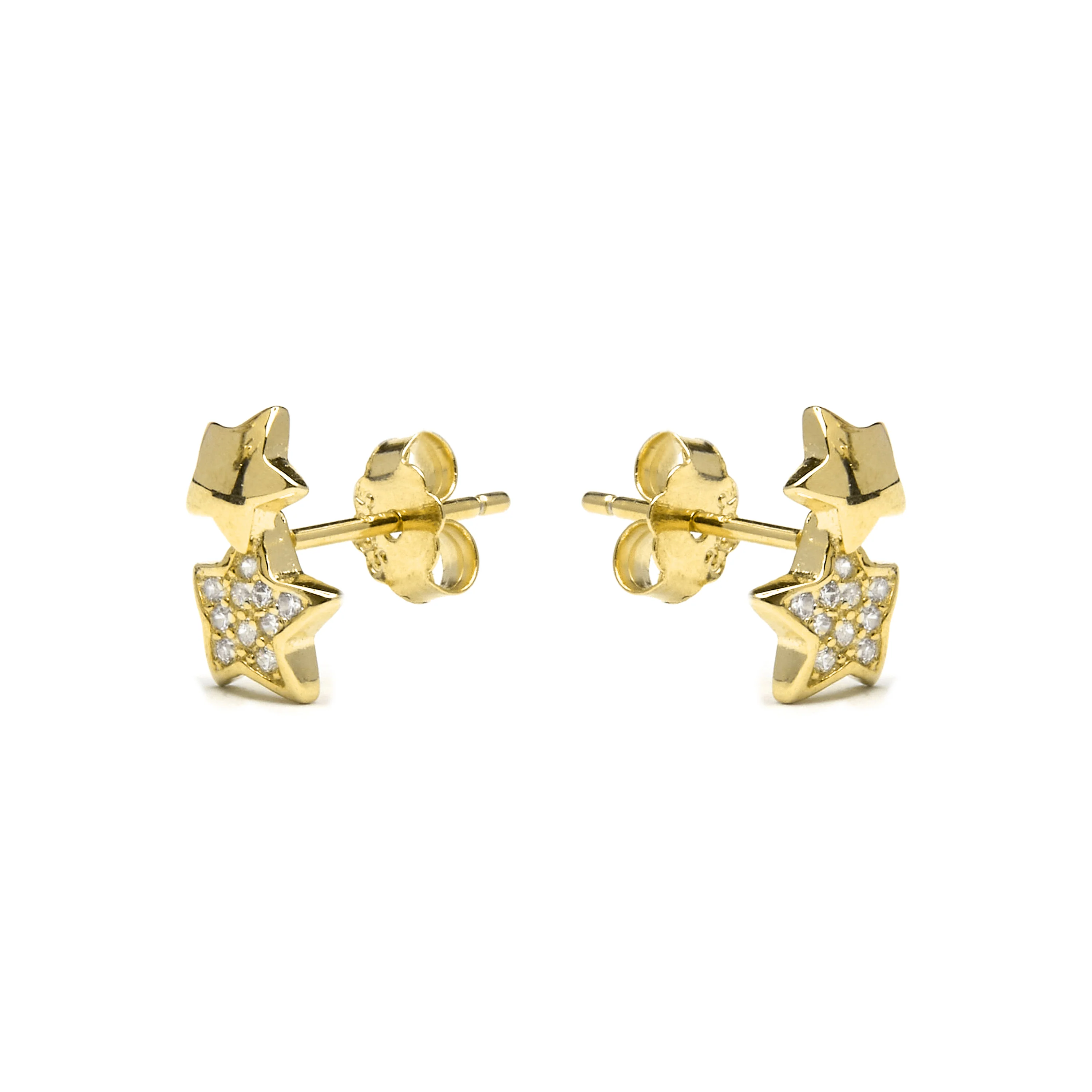 Pendientes de Plata de Ley 925 con Circonita Brillante acabados en oro amarillo de 18K - Lili - Image 3