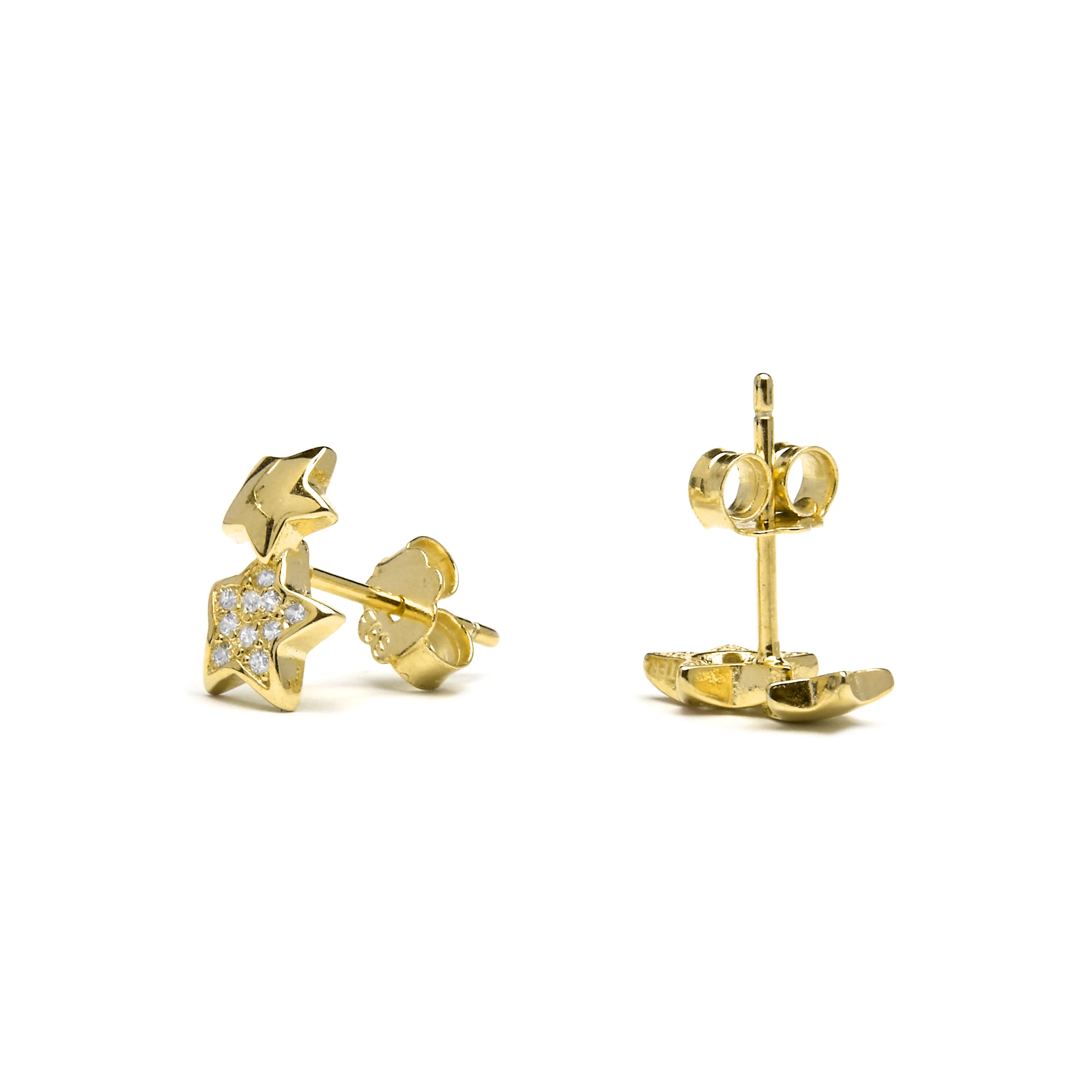Pendientes de Plata de Ley 925 con Circonita Brillante acabados en oro amarillo de 18K - Lili - Image 5