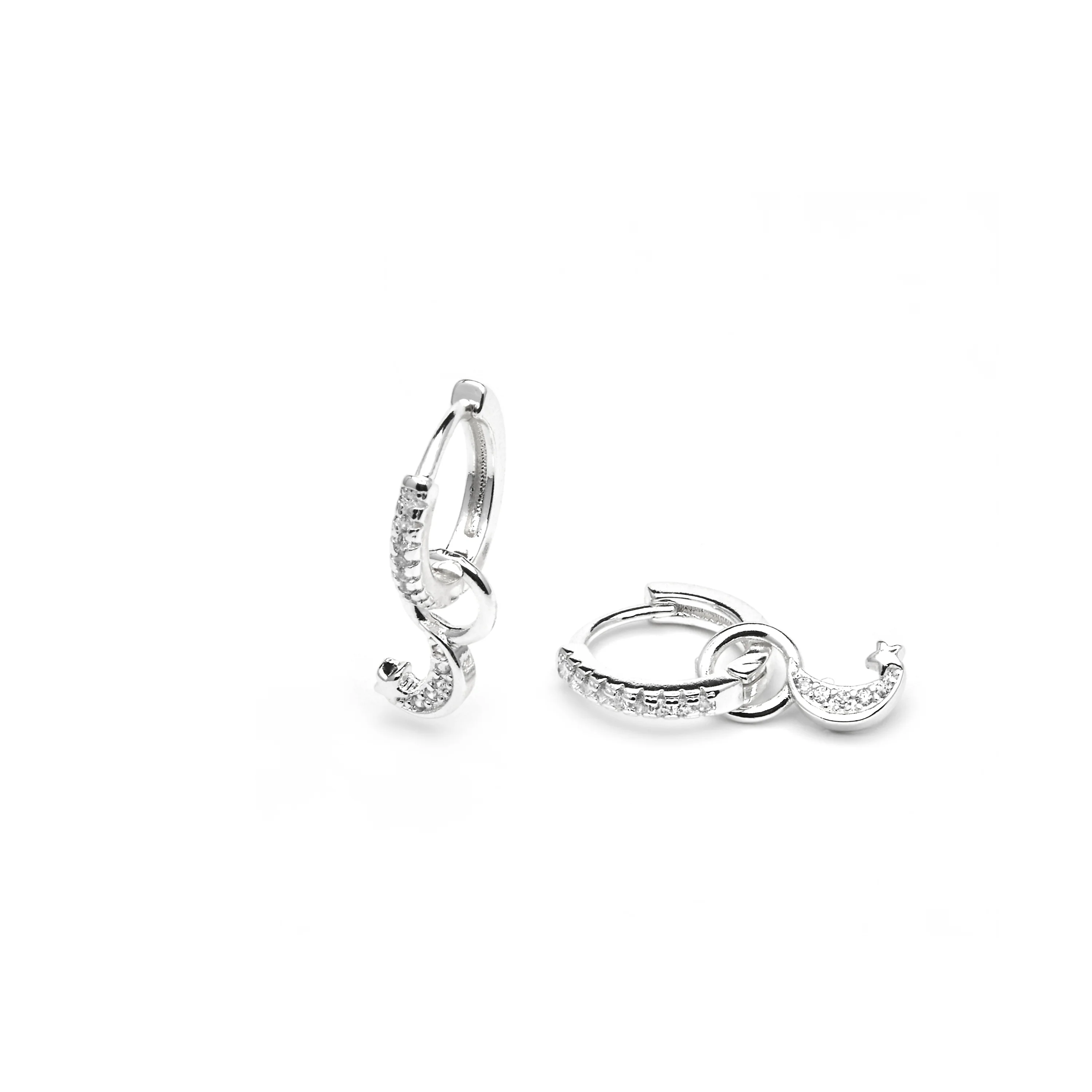 Pendientes acabado plata y Circonita Brillante - Lingma - Image 4