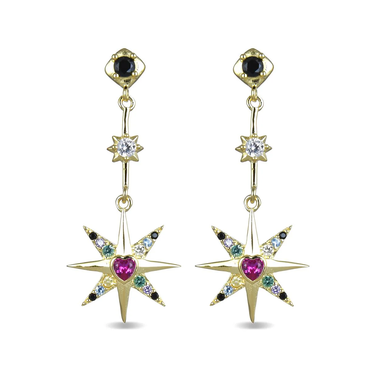 Pendientes Lingzia Plata De Ley 925 - Lingzia MULTICOLOR