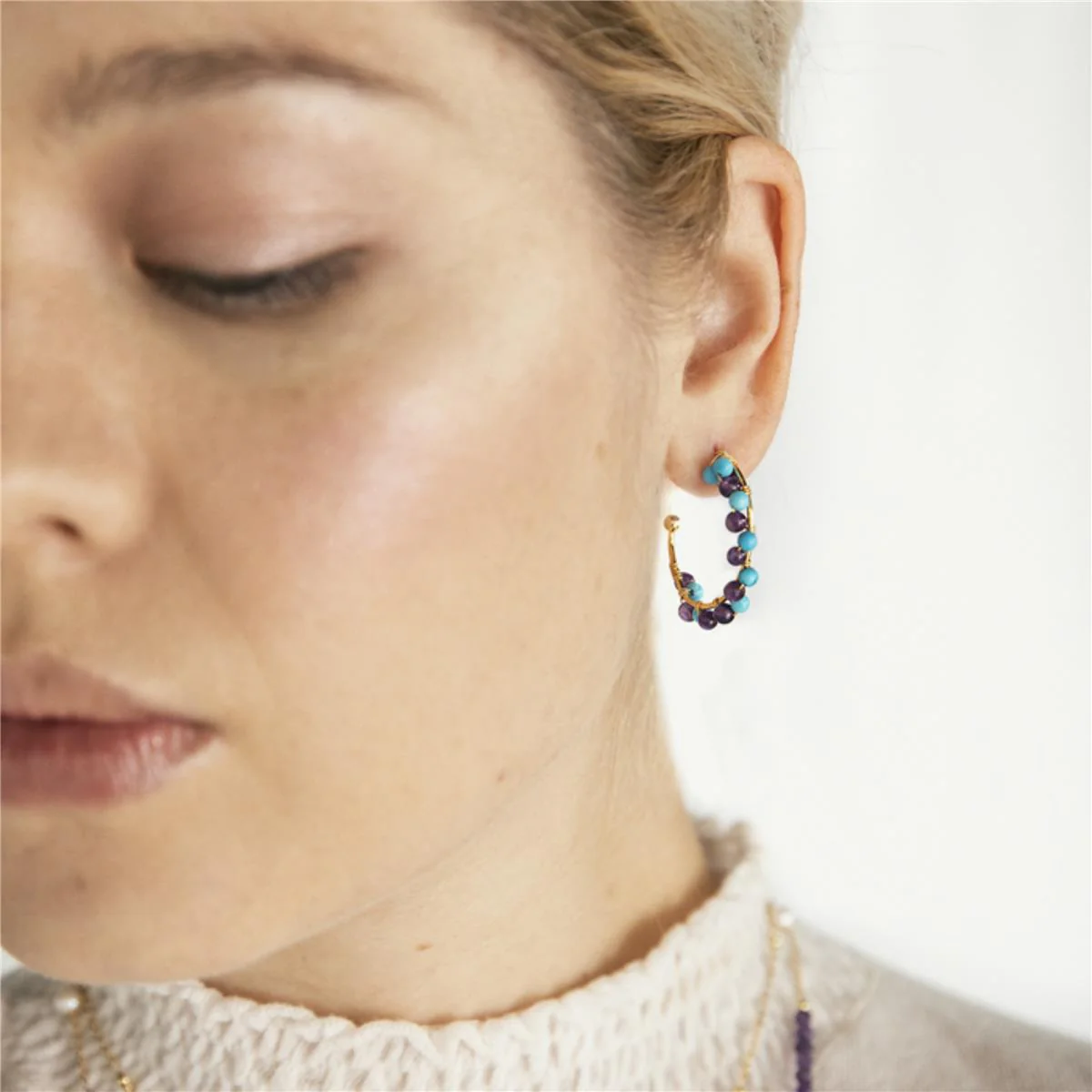 Pendientes Linly Plata De Ley 925 - Linly MORADO - Image 4