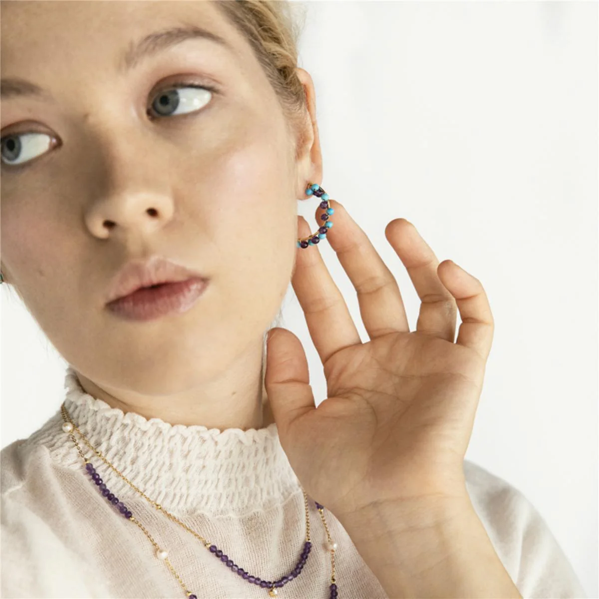Pendientes Linly Plata De Ley 925 - Linly MORADO - Image 5