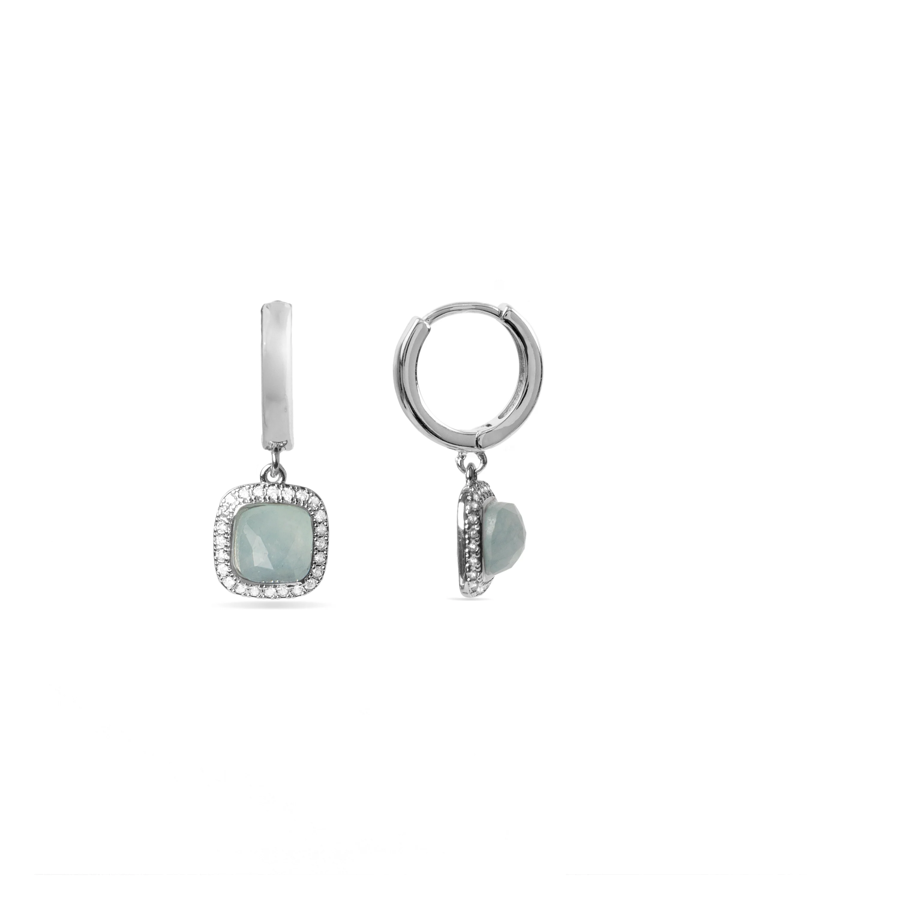 Pendientes con Cristal Azul acabados en rodio - Liw