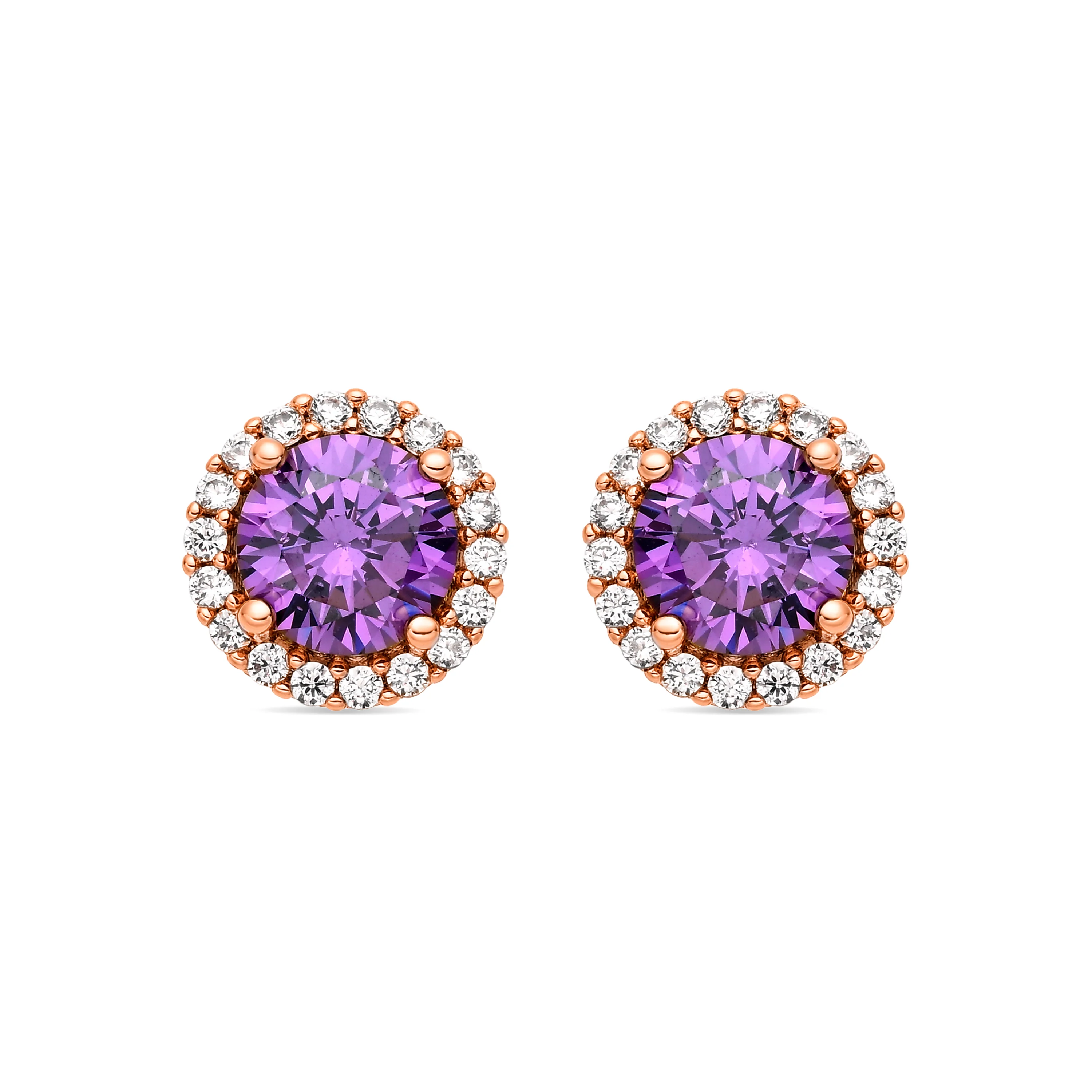 Pendientes de Circonita Amatista acabado en oro amarillo de 18k - Lizbo