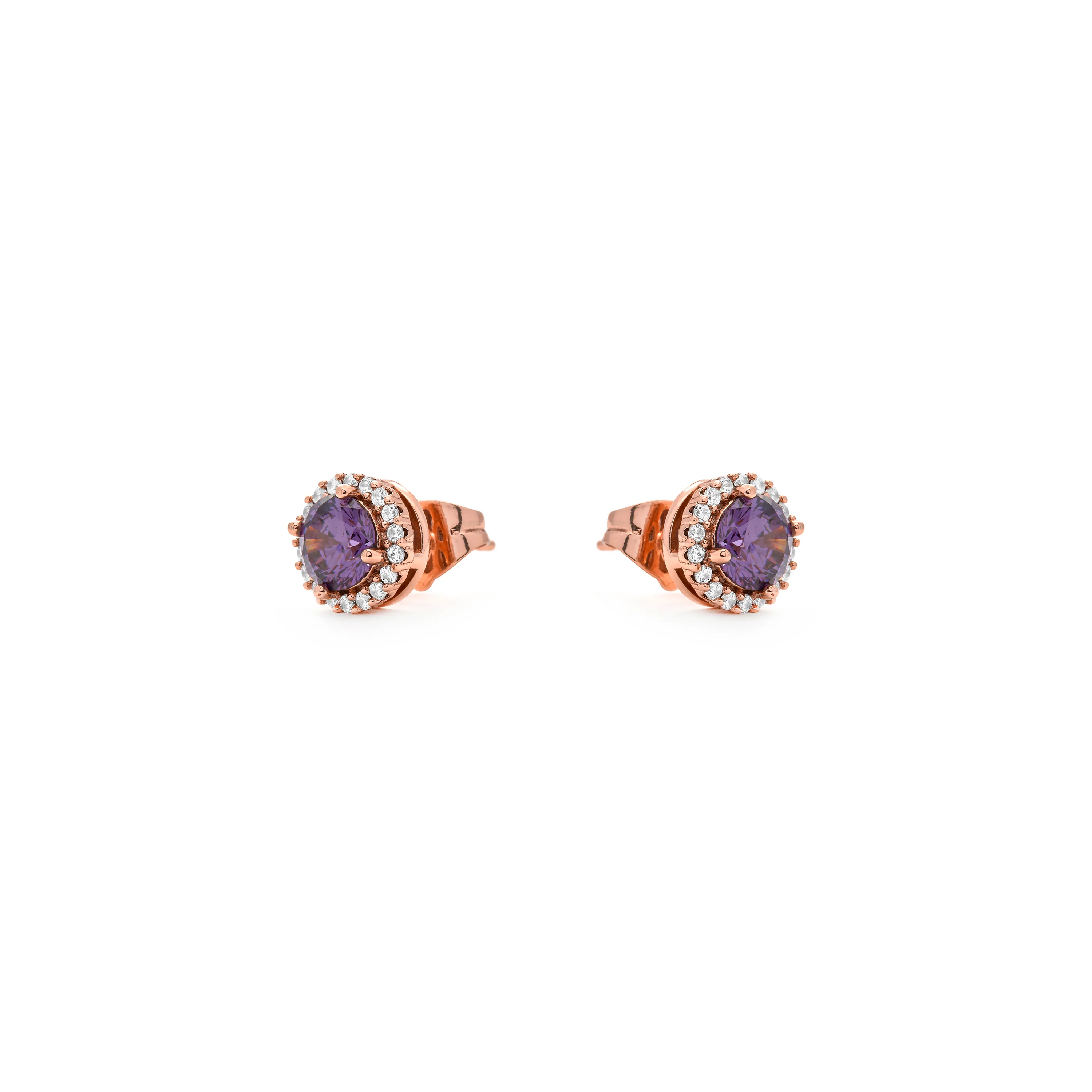 Pendientes de Circonita Amatista acabado en oro amarillo de 18k - Lizbo - Image 3