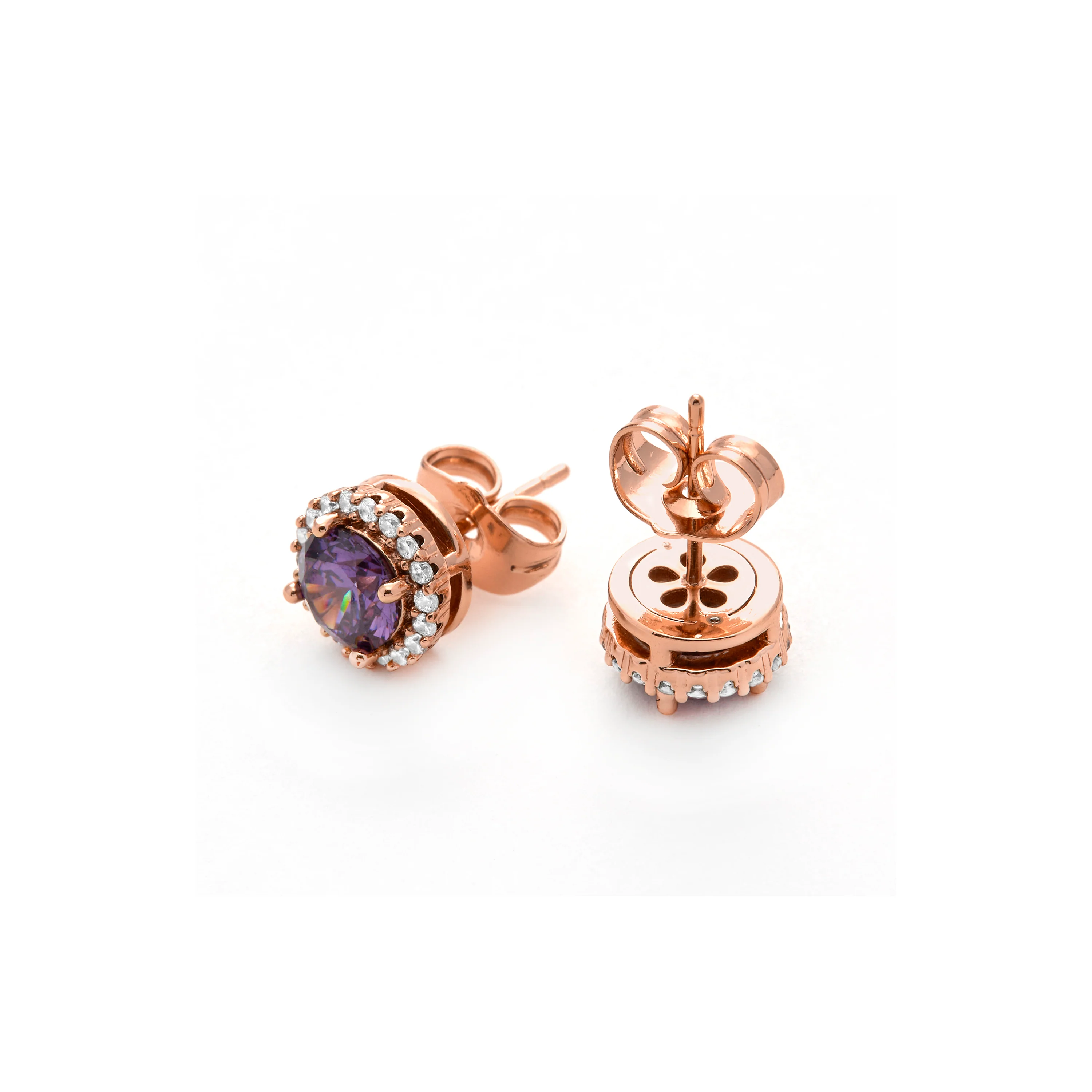 Pendientes de Circonita Amatista acabado en oro amarillo de 18k - Lizbo - Image 5