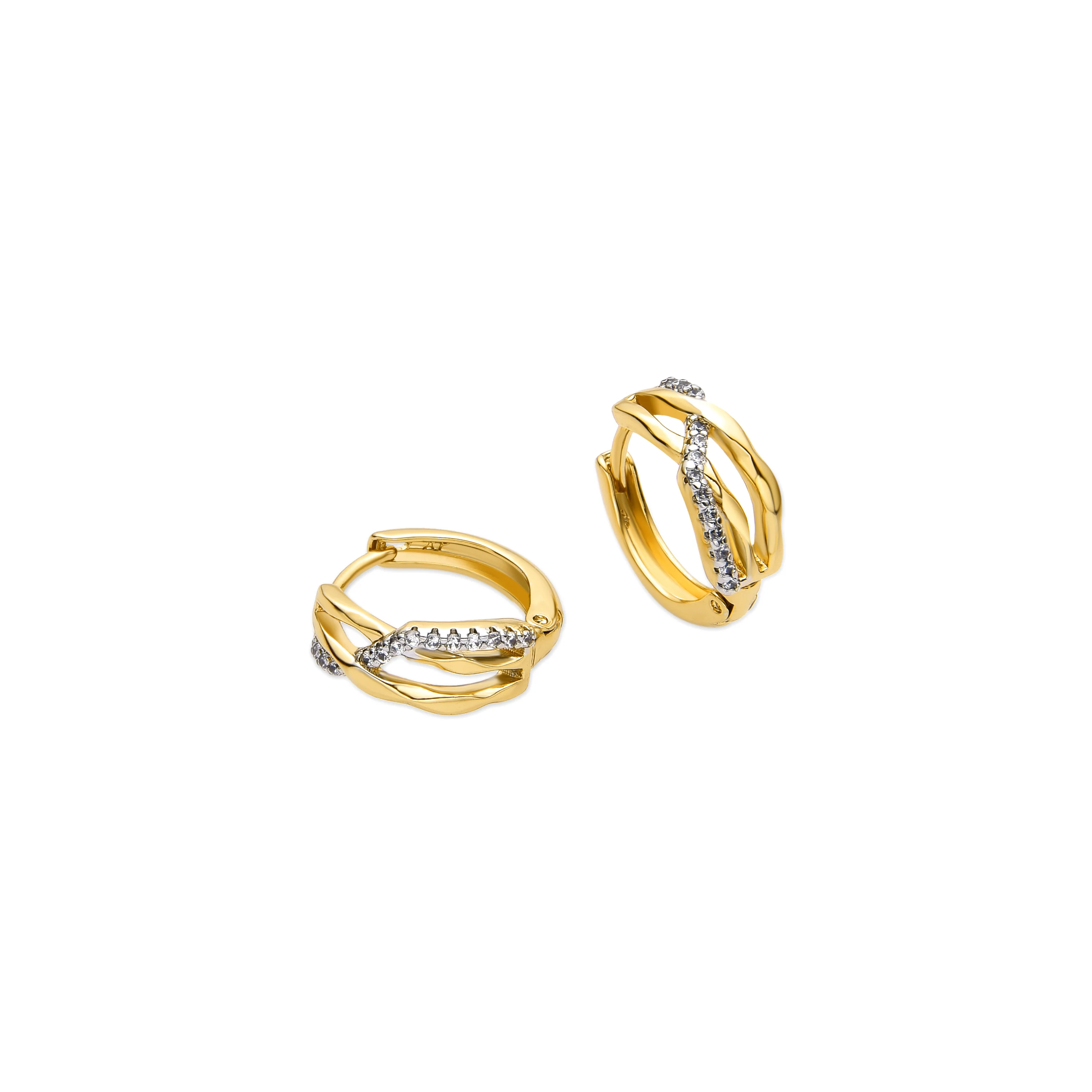 Pendientes con Circonita Brillante acabado oro 18k - Lonte - Image 4