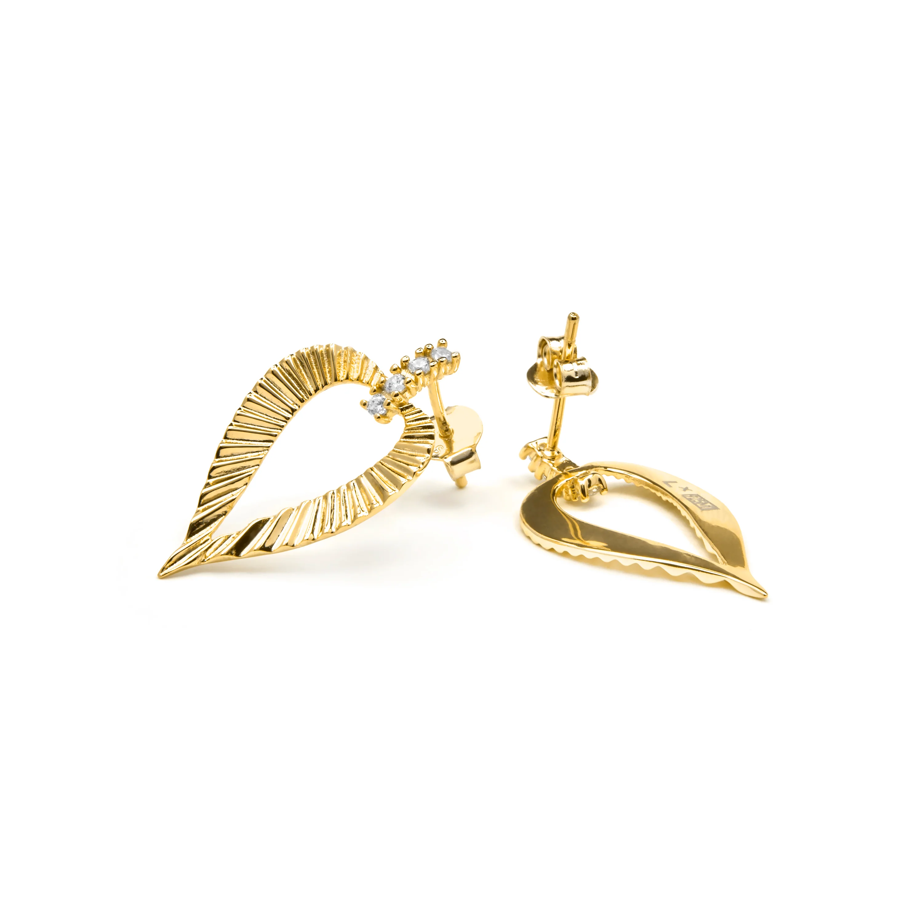 Pendientes de Plata de Ley 925 y Circonita Brillante acabado oro amarillo de 18k - Loreasi - Image 5
