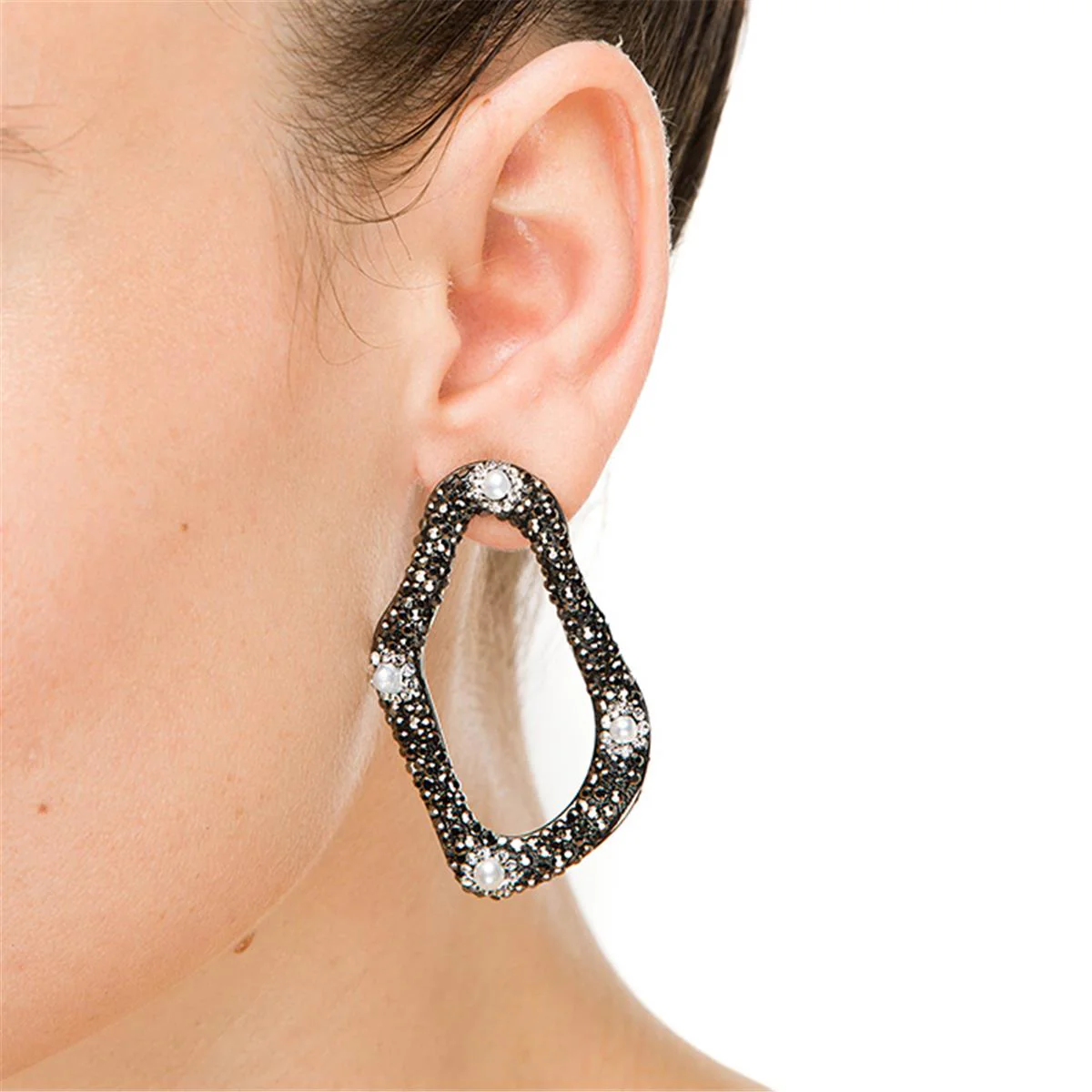 Pendientes Lorren acabado en Rodio - Lorren GRIS - Image 2