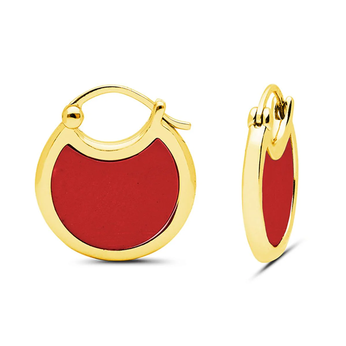 Pendientes Losis Plata, Baño oro amarillo y Coral - Losis ROJO