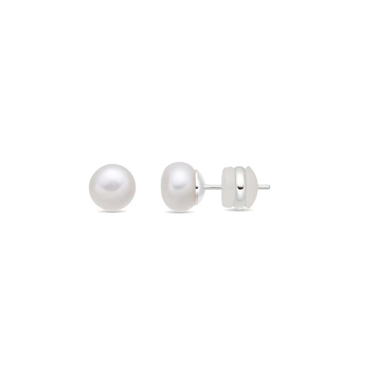Pendientes de Perla Blanca Acabado En Plata - Loyah