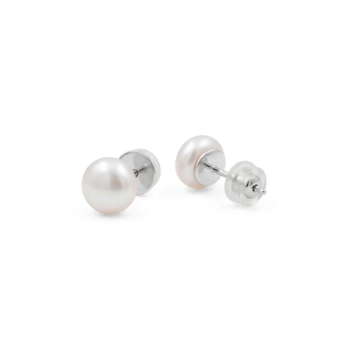 Pendientes de Perla Blanca Acabado En Plata - Loyah - Image 3