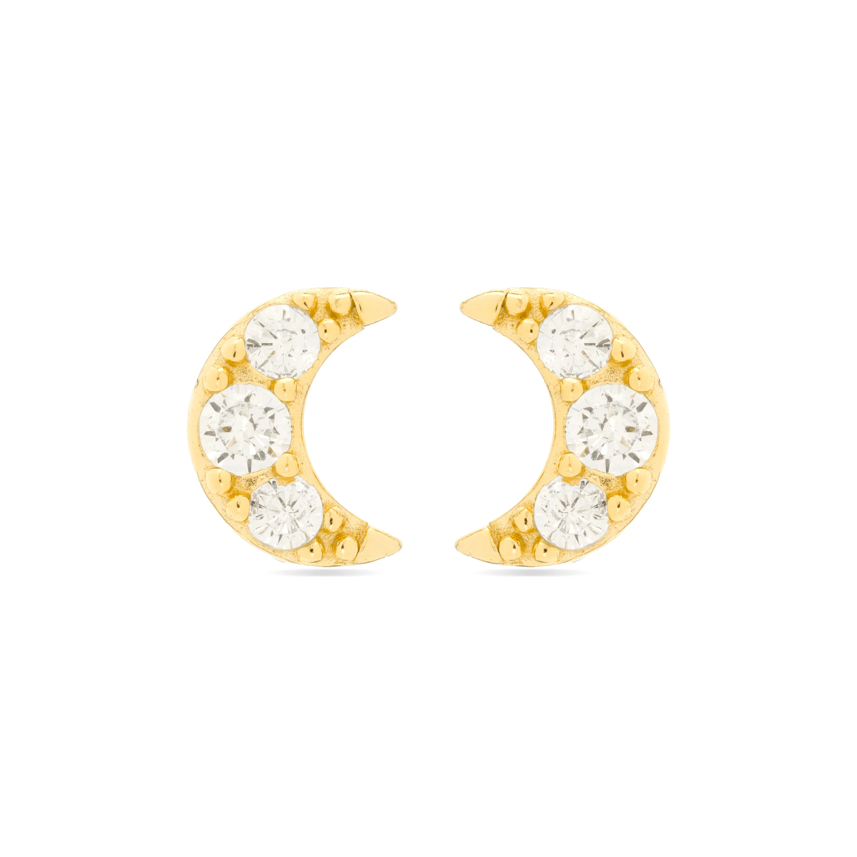 Pendientes de Plata de Ley 925 y Circonita Brillante acabados en oro amarillo 18K - Luna