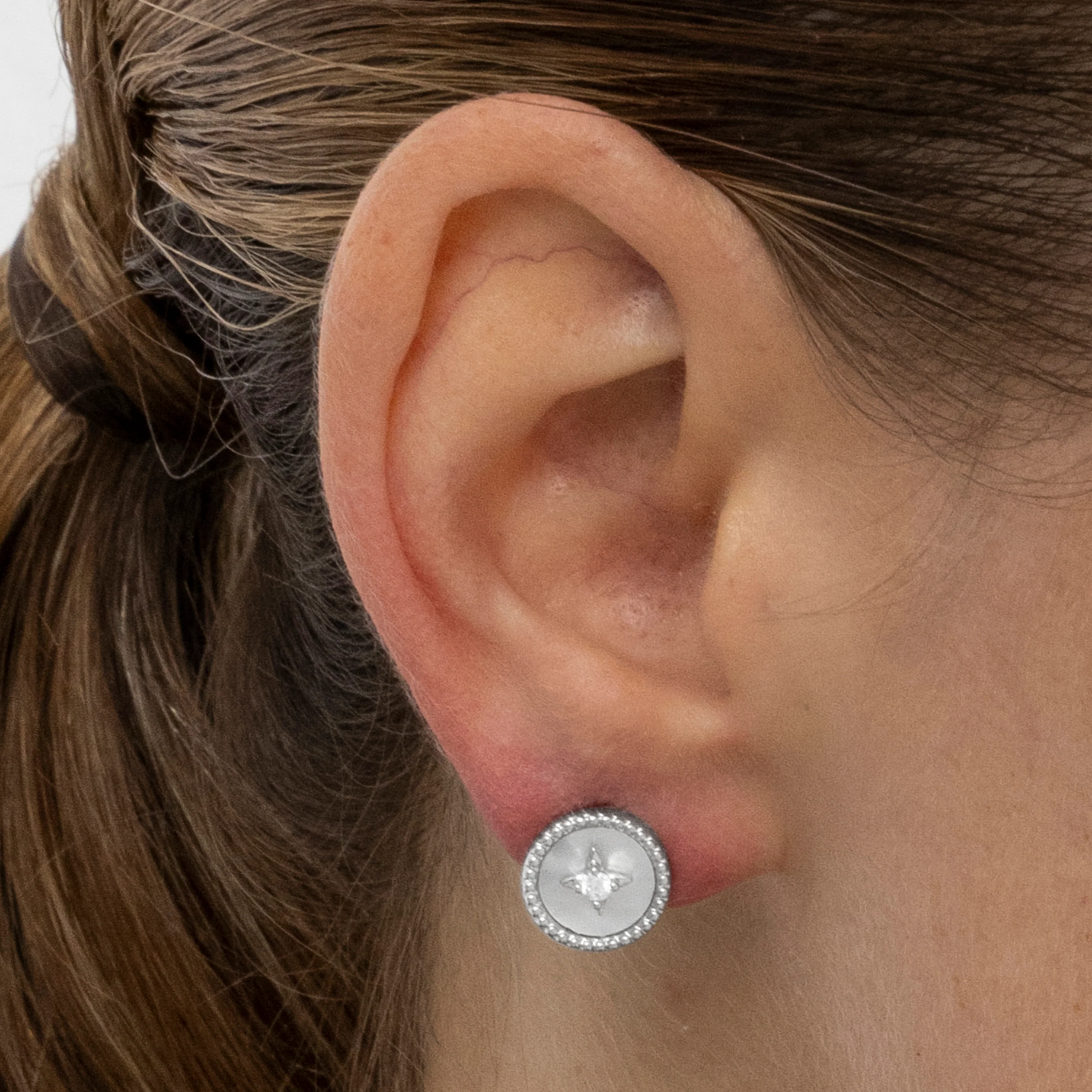 Pendientes con Madreperla Blanca acabado plata - Lymu - Image 4