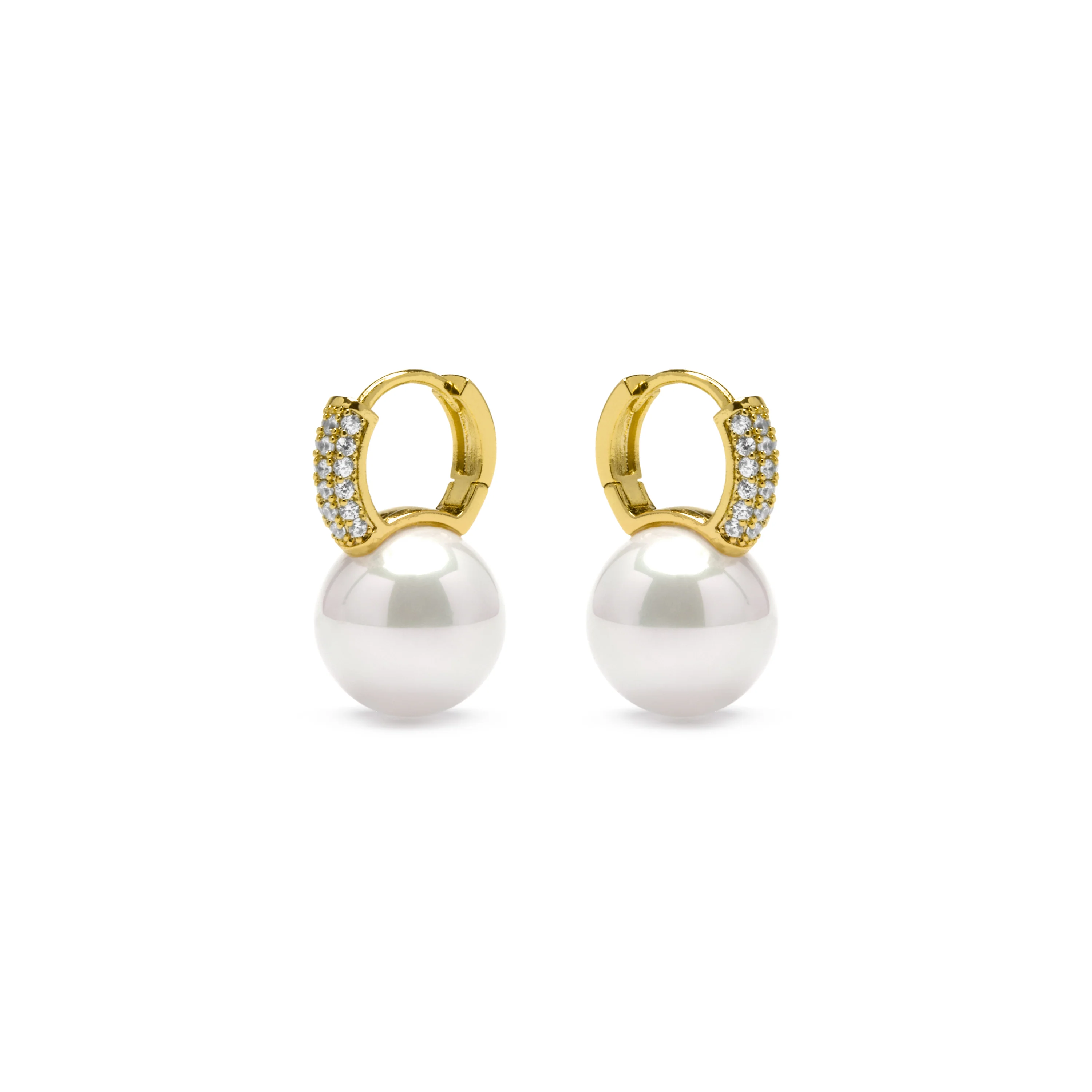Pendientes acabado oro amarillo de 18k y Perla Blanca - Maeki - Image 3
