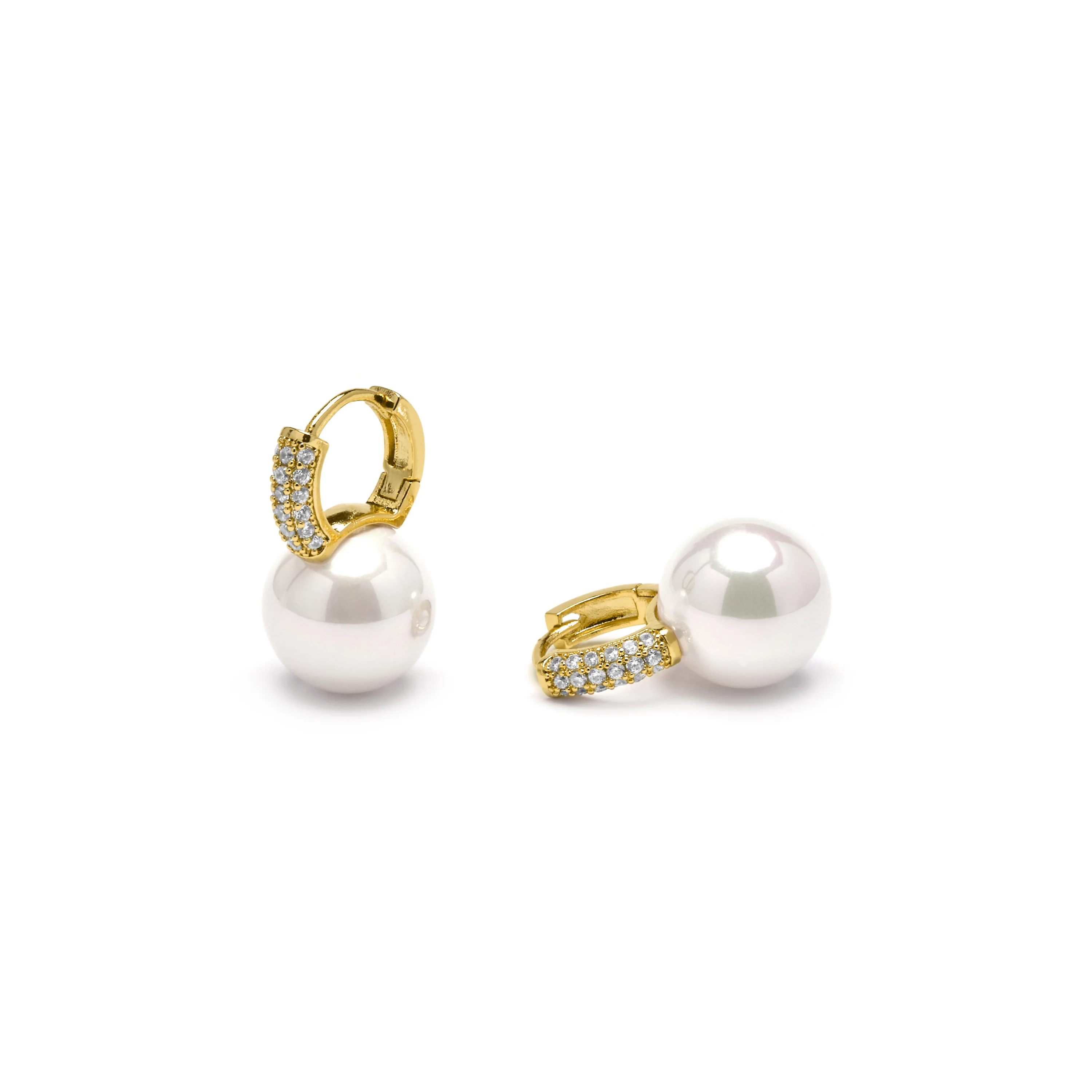 Pendientes acabado oro amarillo de 18k y Perla Blanca - Maeki - Image 5