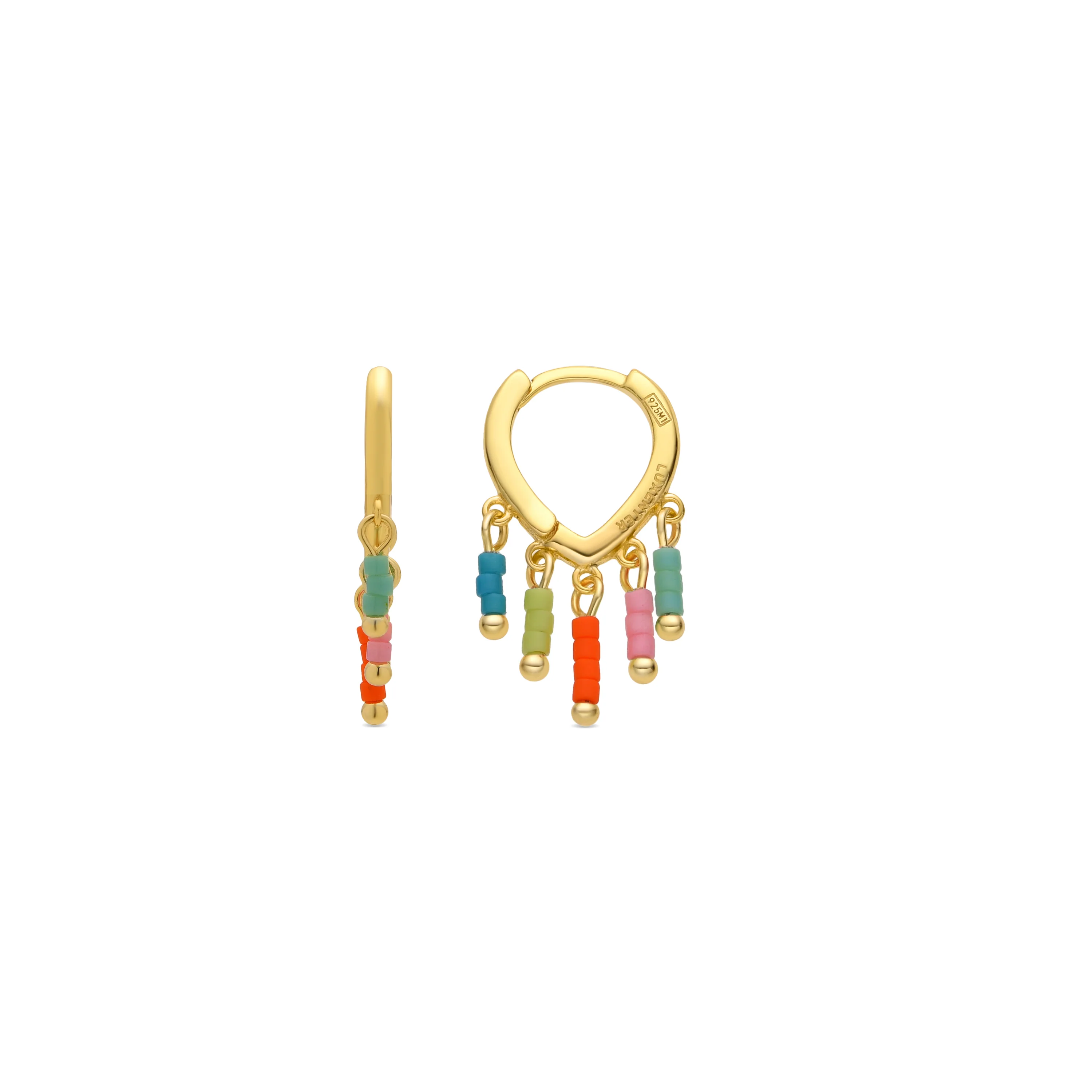 Pendientes de Plata de Ley 925 y Lacado Multicolor acabado oro amarillo de 18k - Mandel