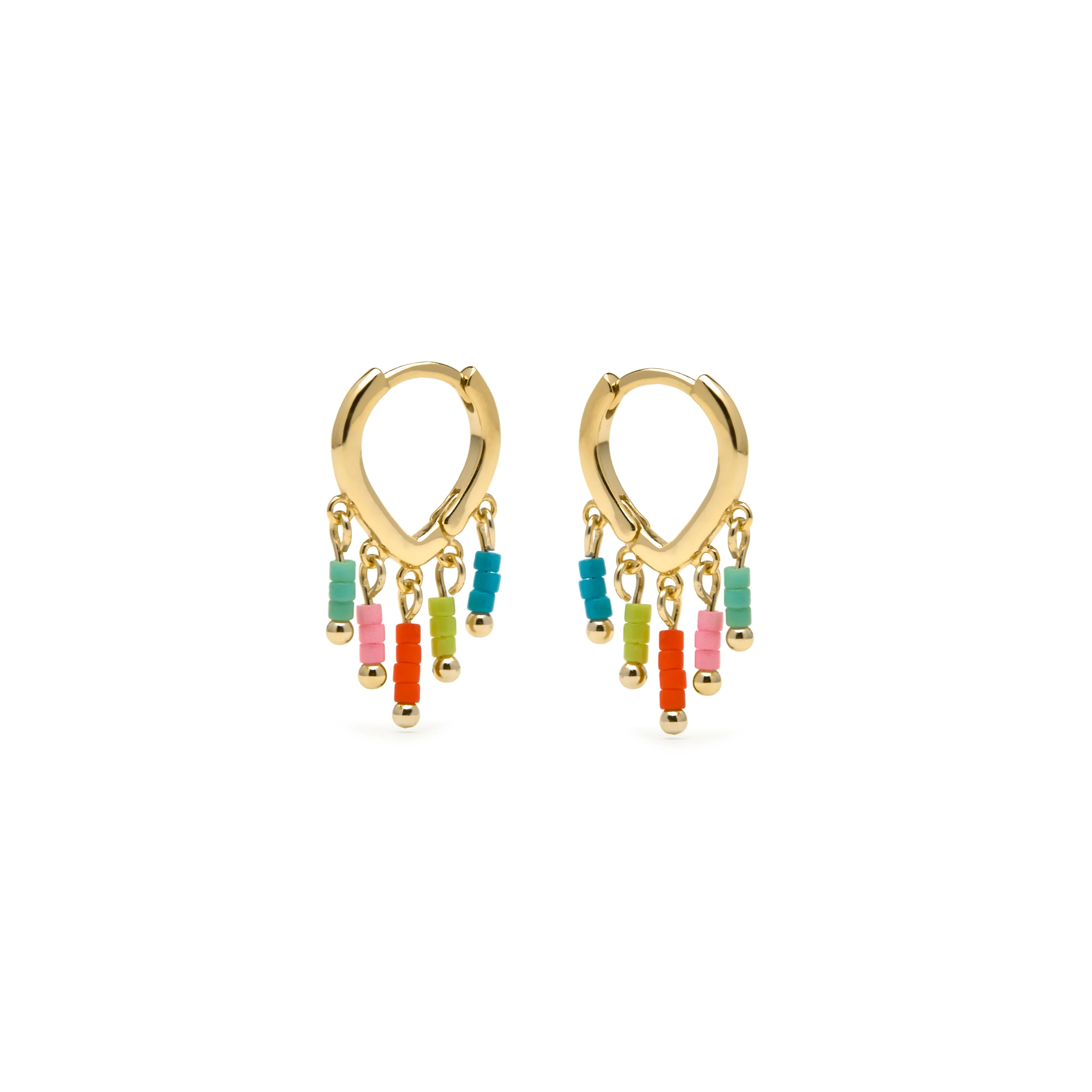 Pendientes de Plata de Ley 925 y Lacado Multicolor acabado oro amarillo de 18k - Mandel - Image 3
